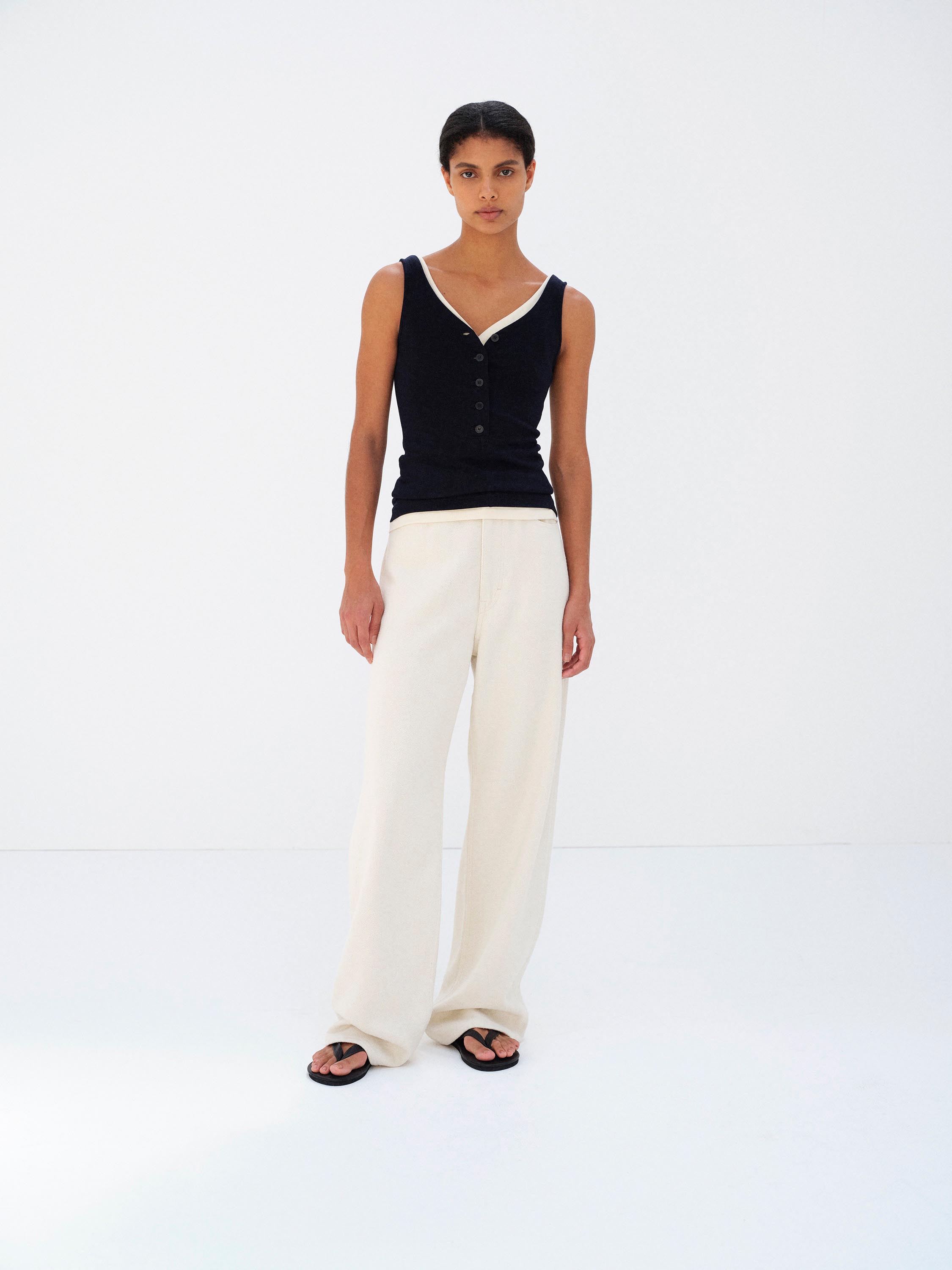 SILK NEP DENIM 5P WIDE PANTS 詳細画像 IVORY WHITE 2