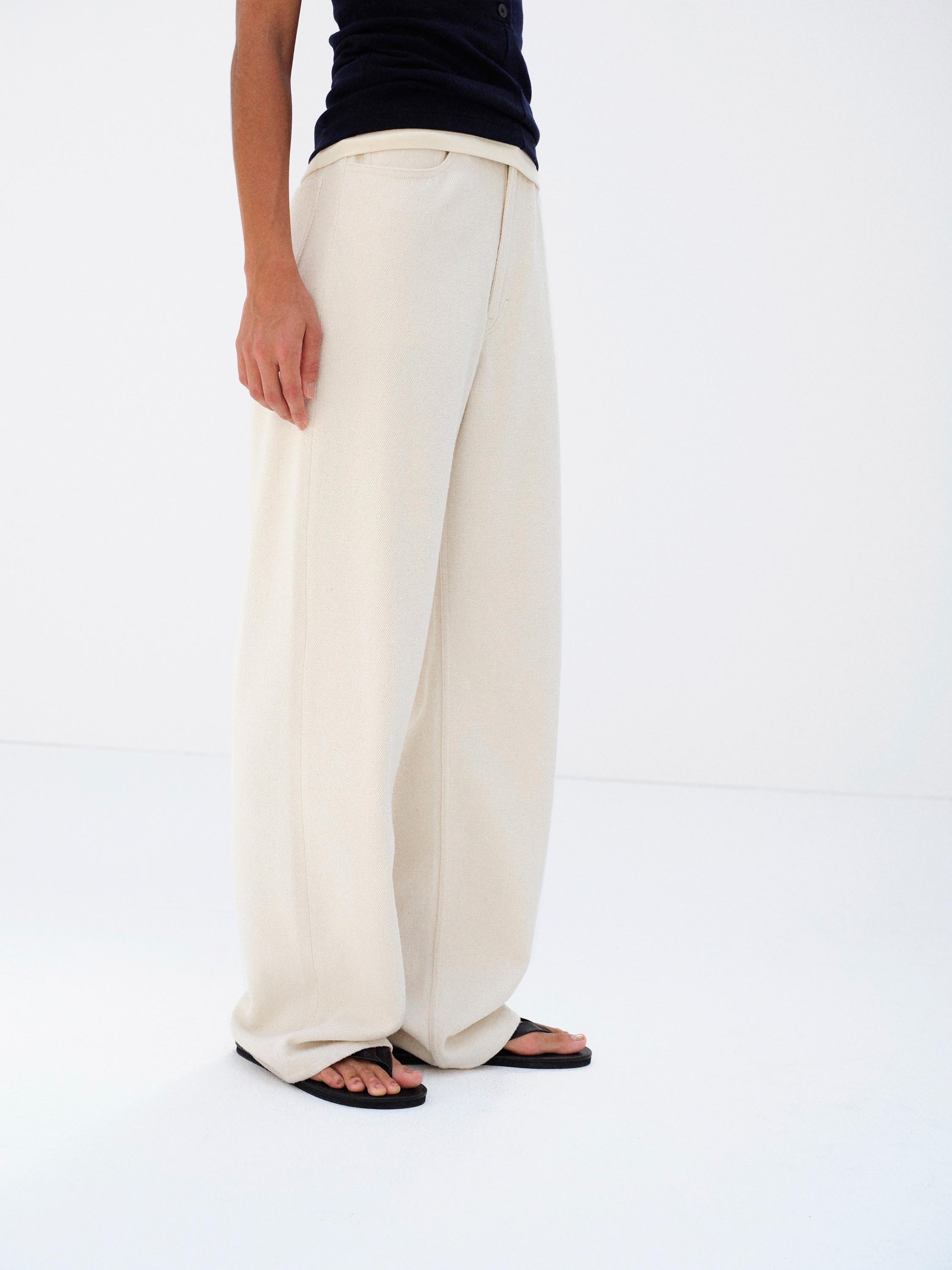 SILK NEP DENIM 5P WIDE PANTS 詳細画像 IVORY WHITE 3