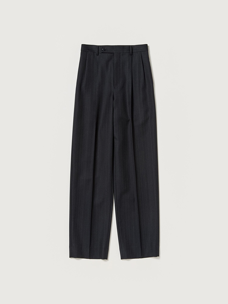 BLUEFACED WOOL TWO-TUCK SLACKS
