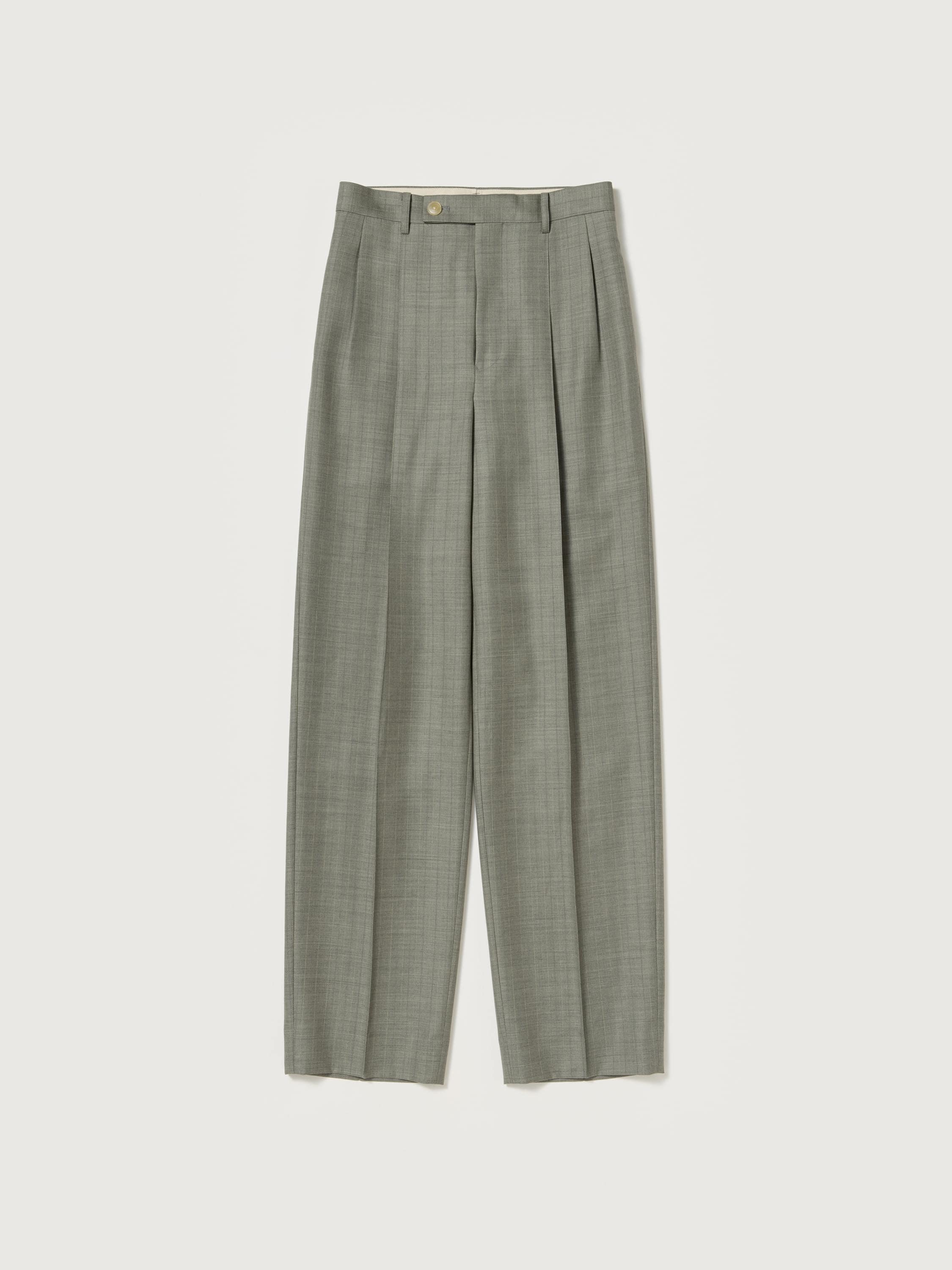 BLUEFACED WOOL TWO-TUCK SLACKS 詳細画像 KHAKI GRAY STRIPE 1
