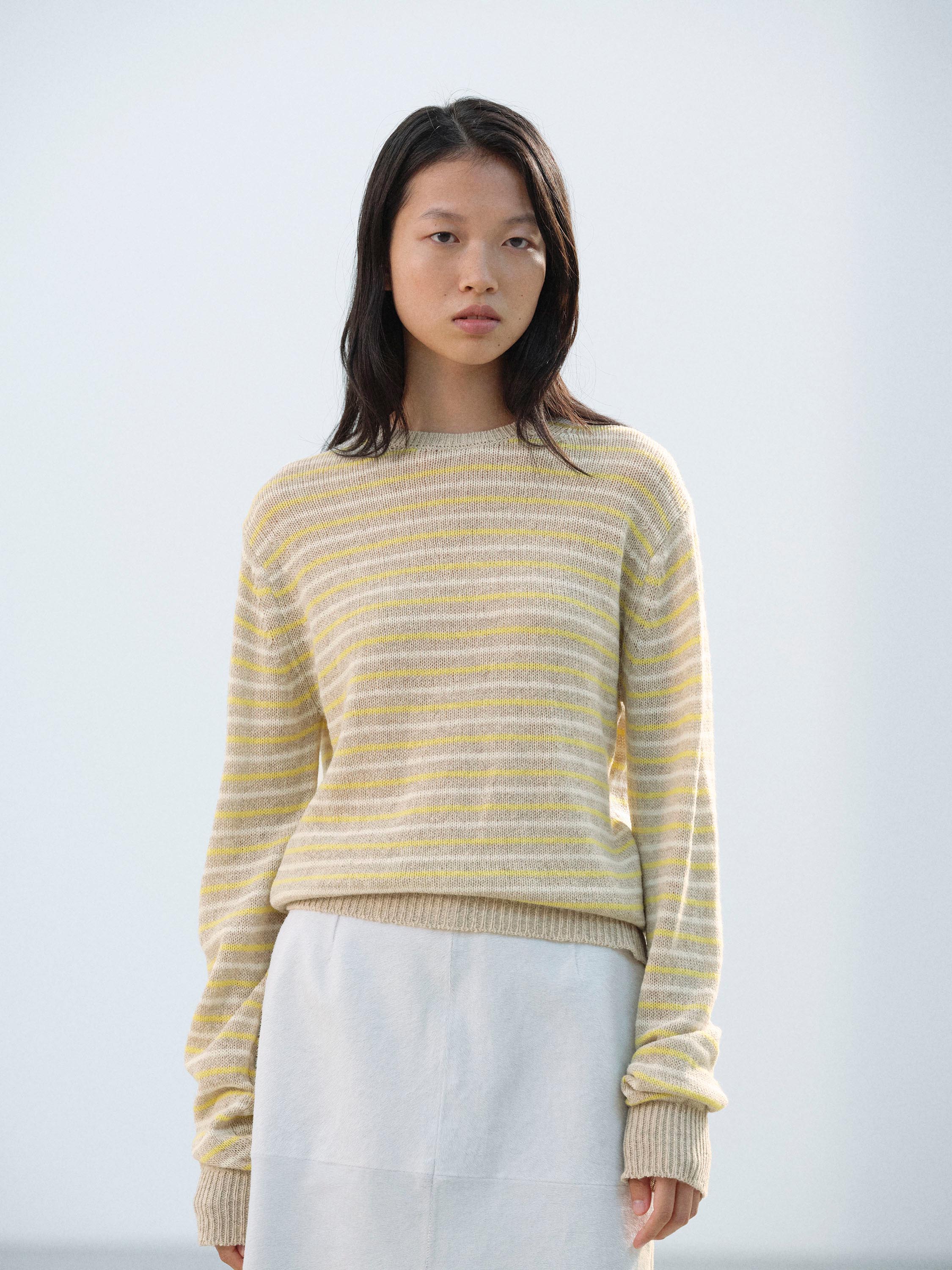 SUMMER CASHMERE KNIT P/O 詳細画像 BEIGE &times; YELLOW 1