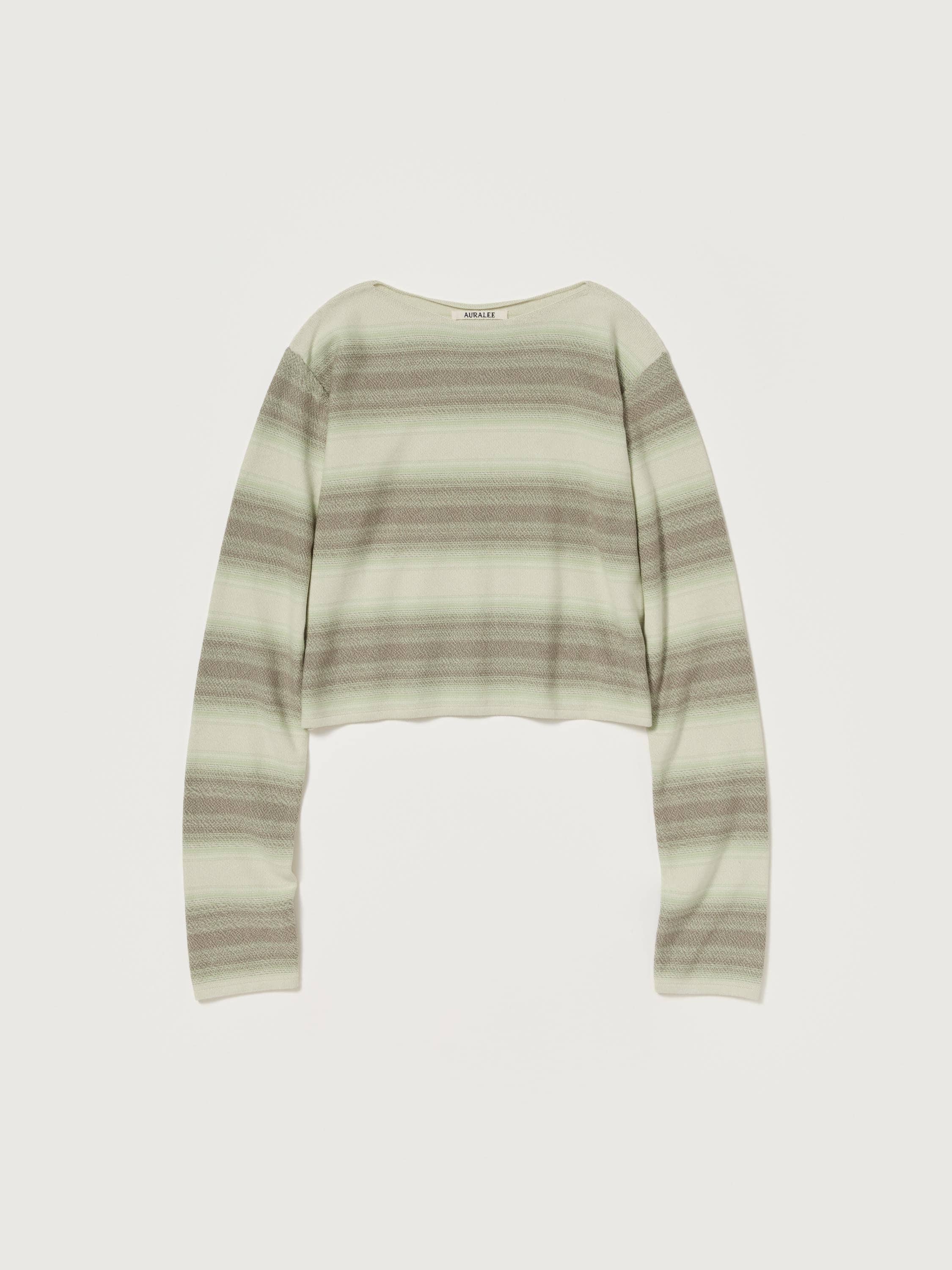 COTTON SILK GRADIENT STRIPE KNIT BOAT NECK P/O 詳細画像 LIME GRAY STRIPE 4