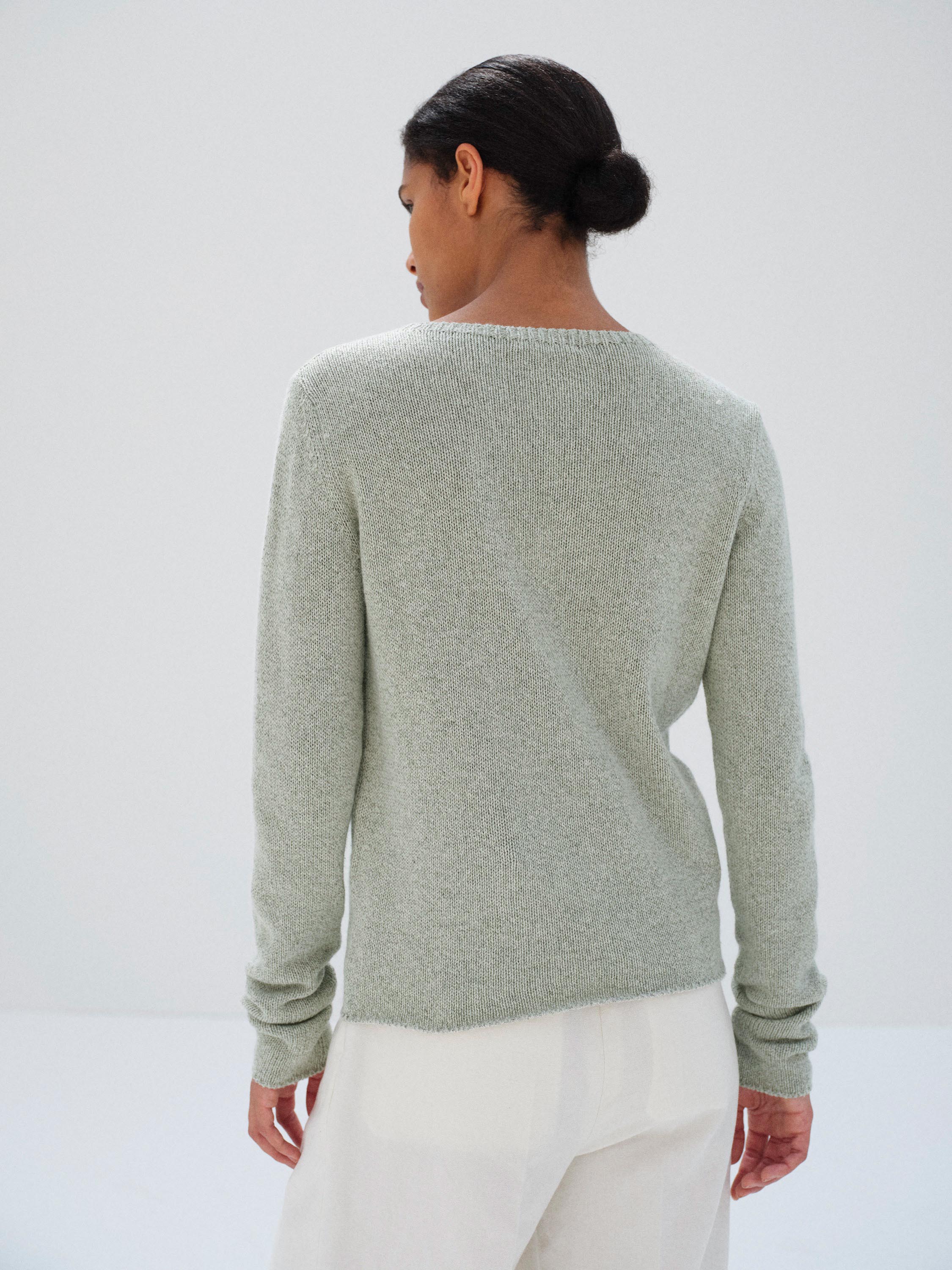 CASHMERE SILK MELANGE KNIT P/O 詳細画像 MIX MINT GRAY 4