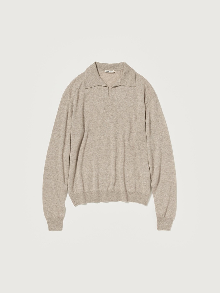 SUPER FINE CASHMERE SILK KNIT SKIPPER POLO - AURALEE Official Website