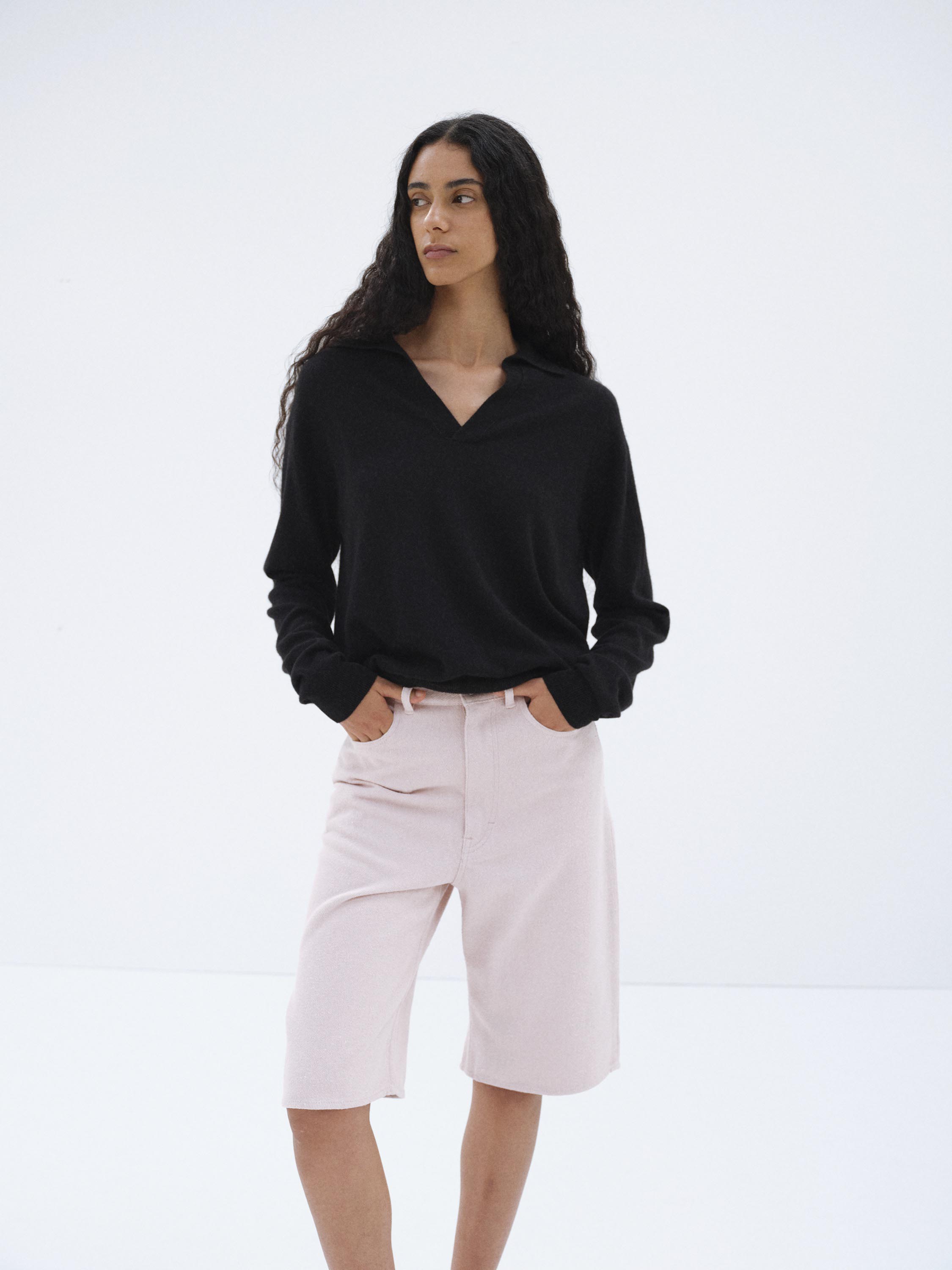 SUPER FINE CASHMERE SILK KNIT SKIPPER POLO 詳細画像 BLACK 3