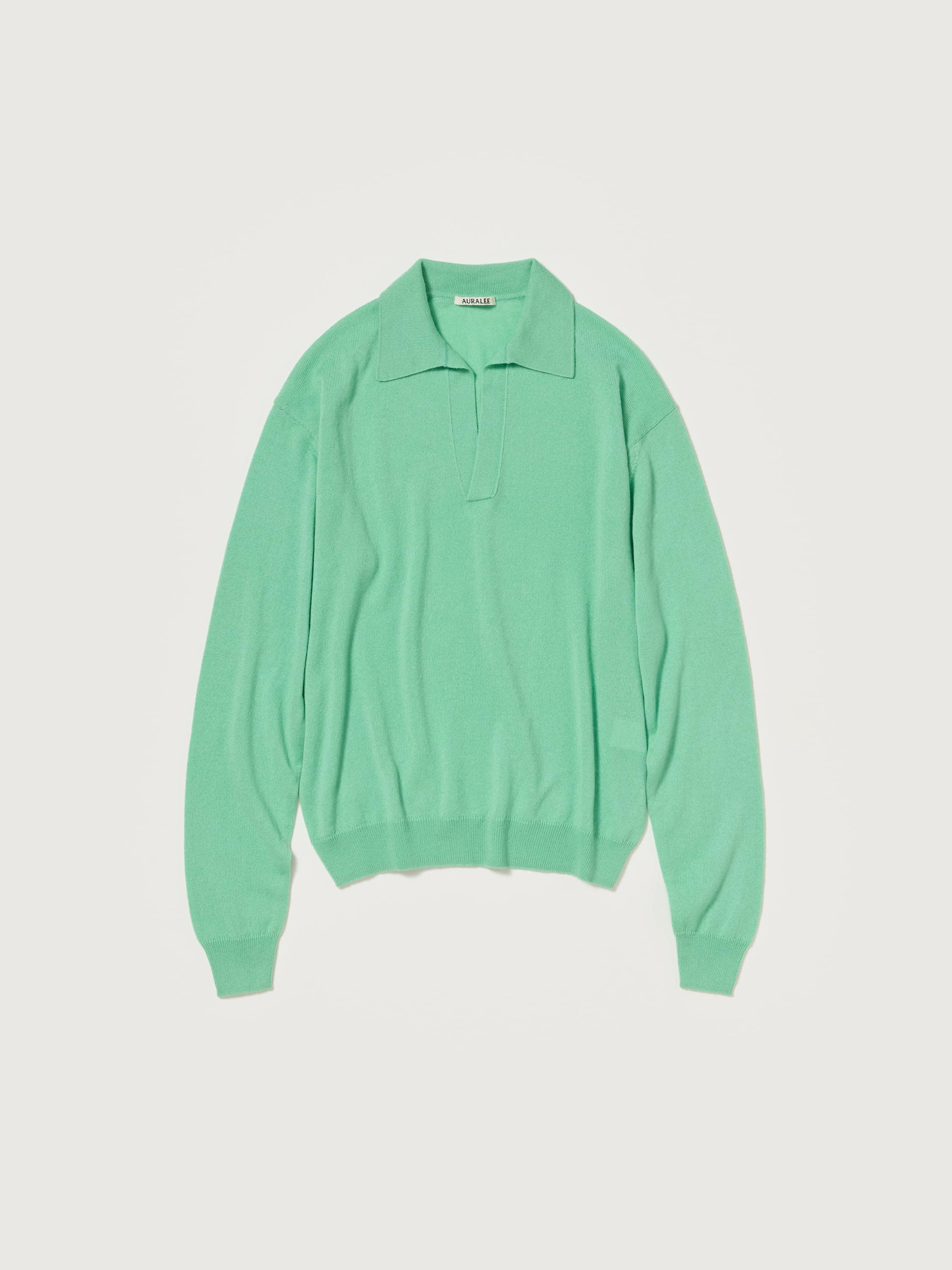 SUPER FINE CASHMERE SILK KNIT SKIPPER POLO 詳細画像 MINT GREEN 1