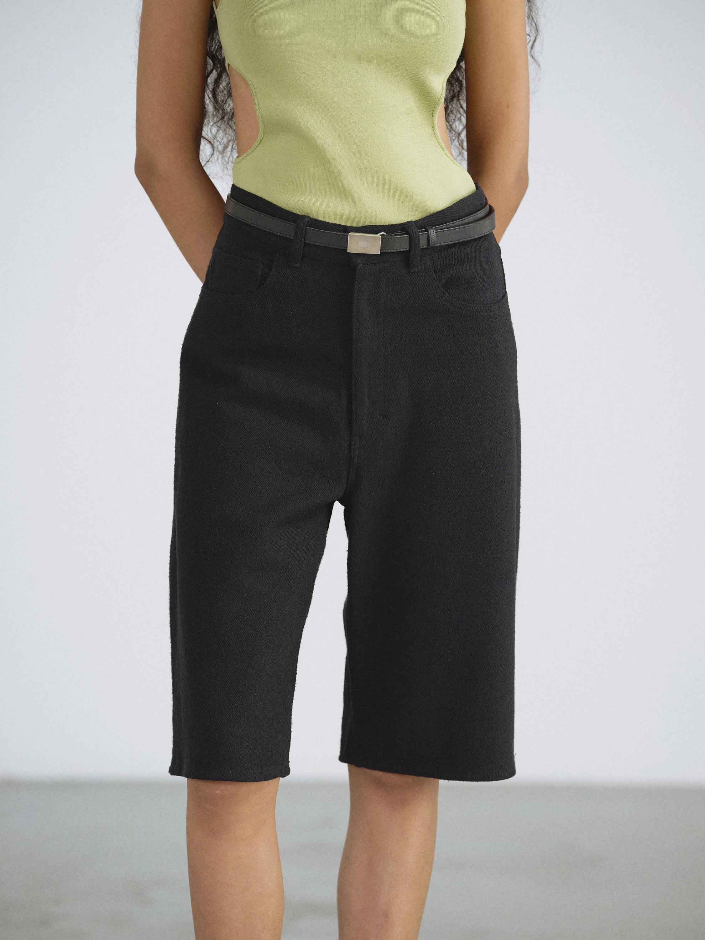 SILK NEP DENIM 5P WIDE SHORTS 詳細画像 BLACK 2