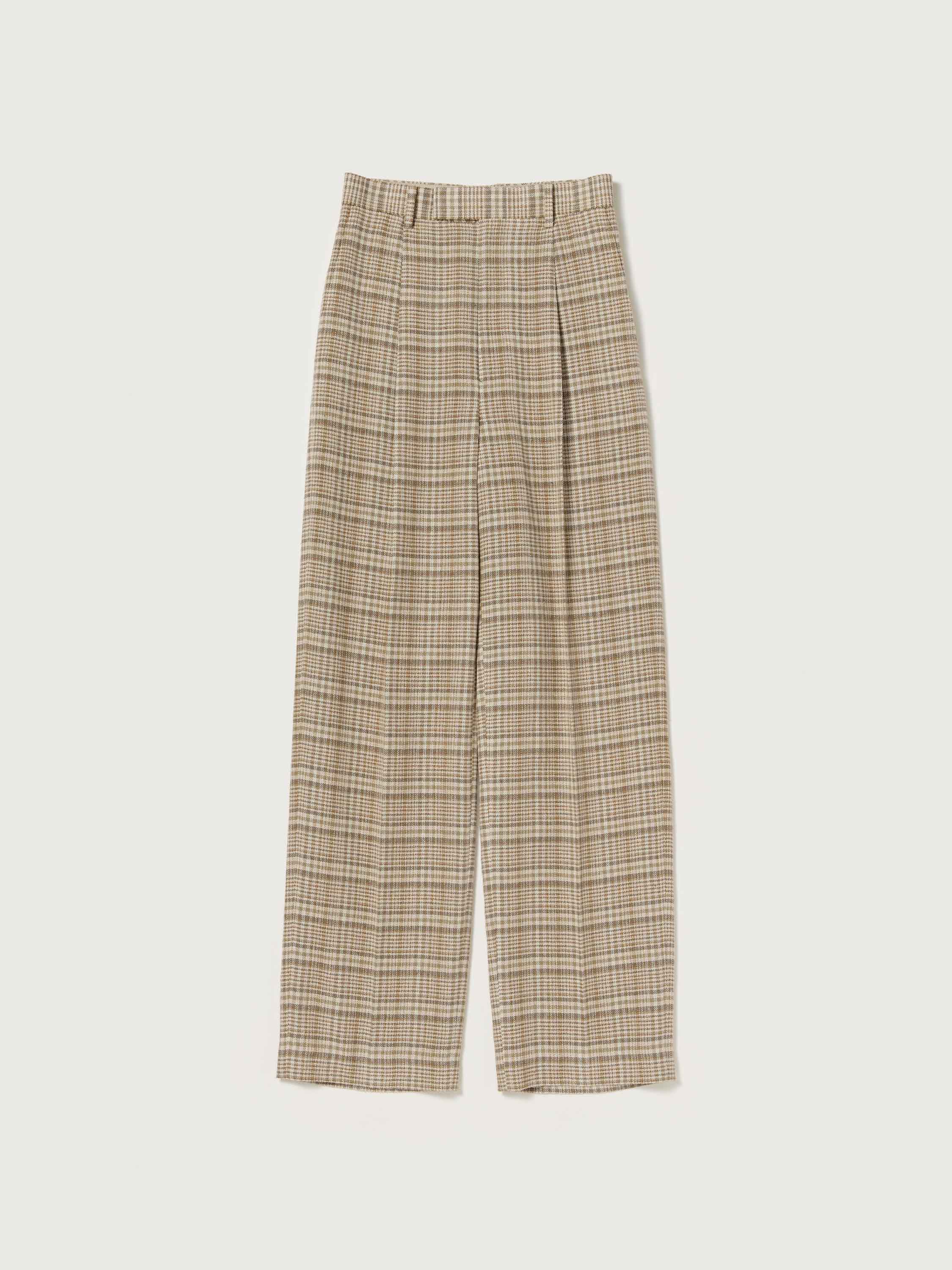 SILK LINEN NEP CHECK ONE-TUCK SLACKS 詳細画像 IVORY BEIGE CHECK 5