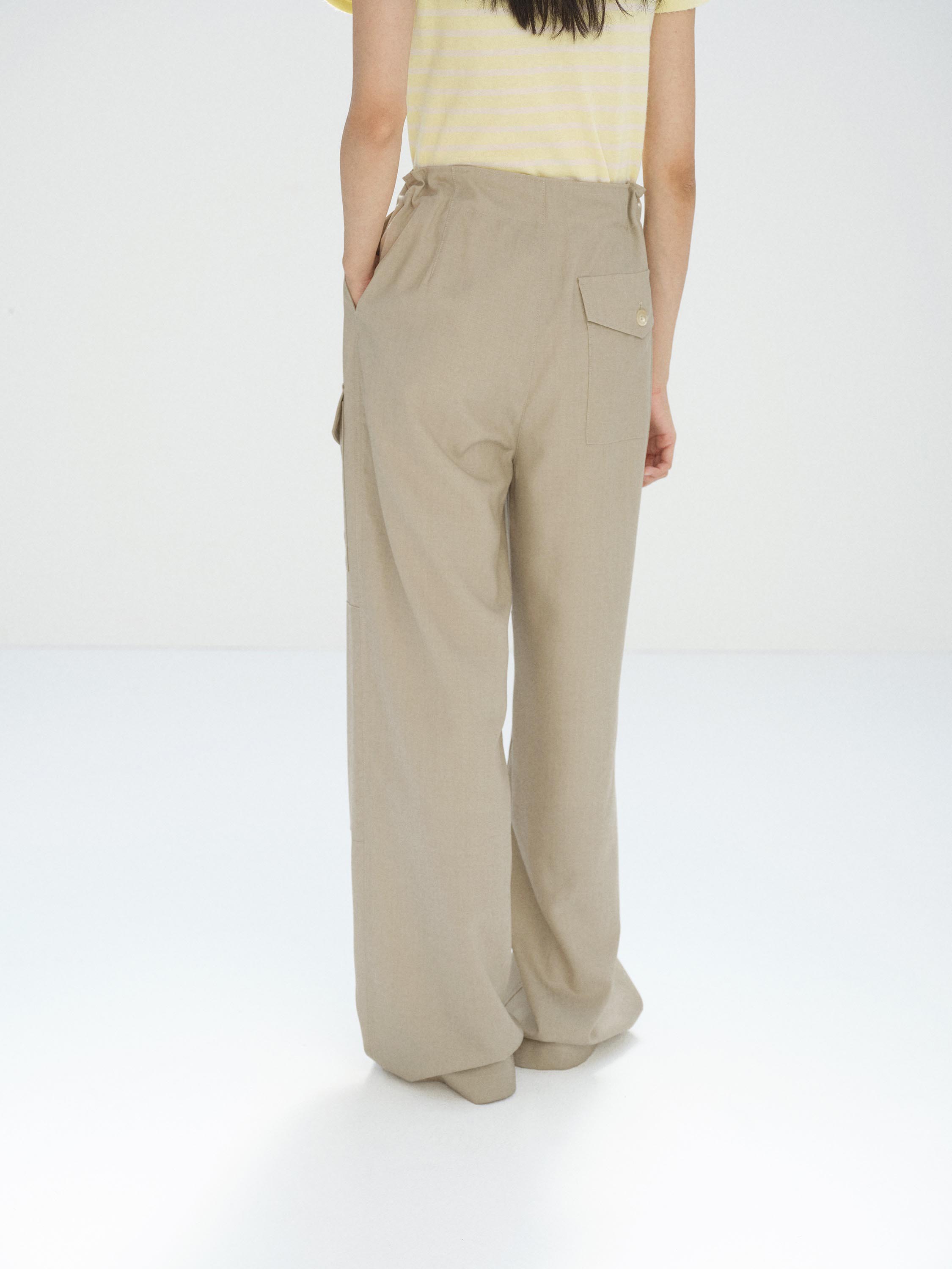 WOOL HERRINGBONE CARGO PANTS 詳細画像 BEIGE 4