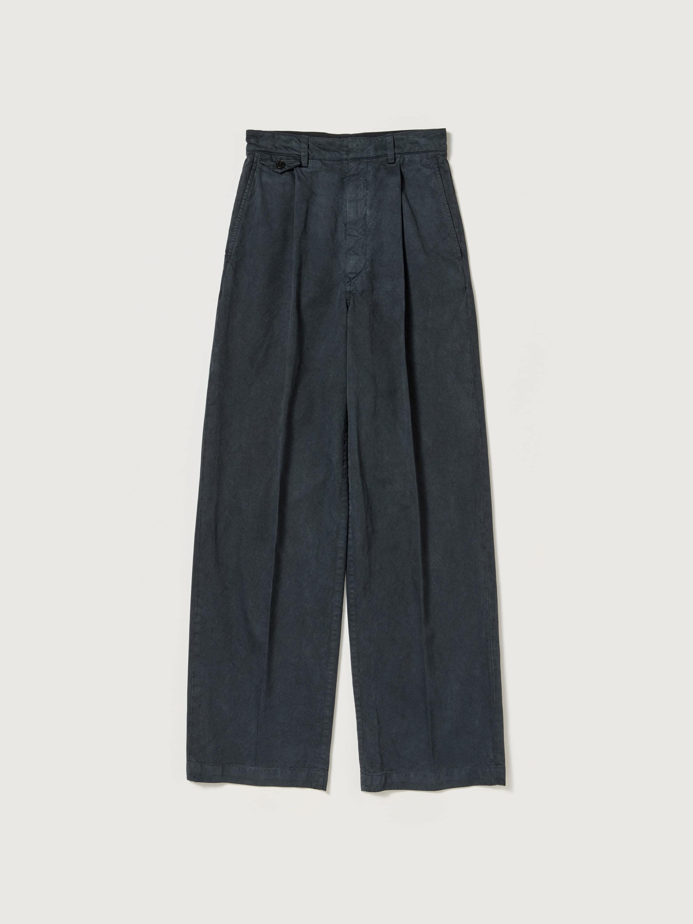 GARMENT-DYED FINX LIGHT CHINO ONE-TUCK WIDE PANTS 詳細画像 BLACK 5