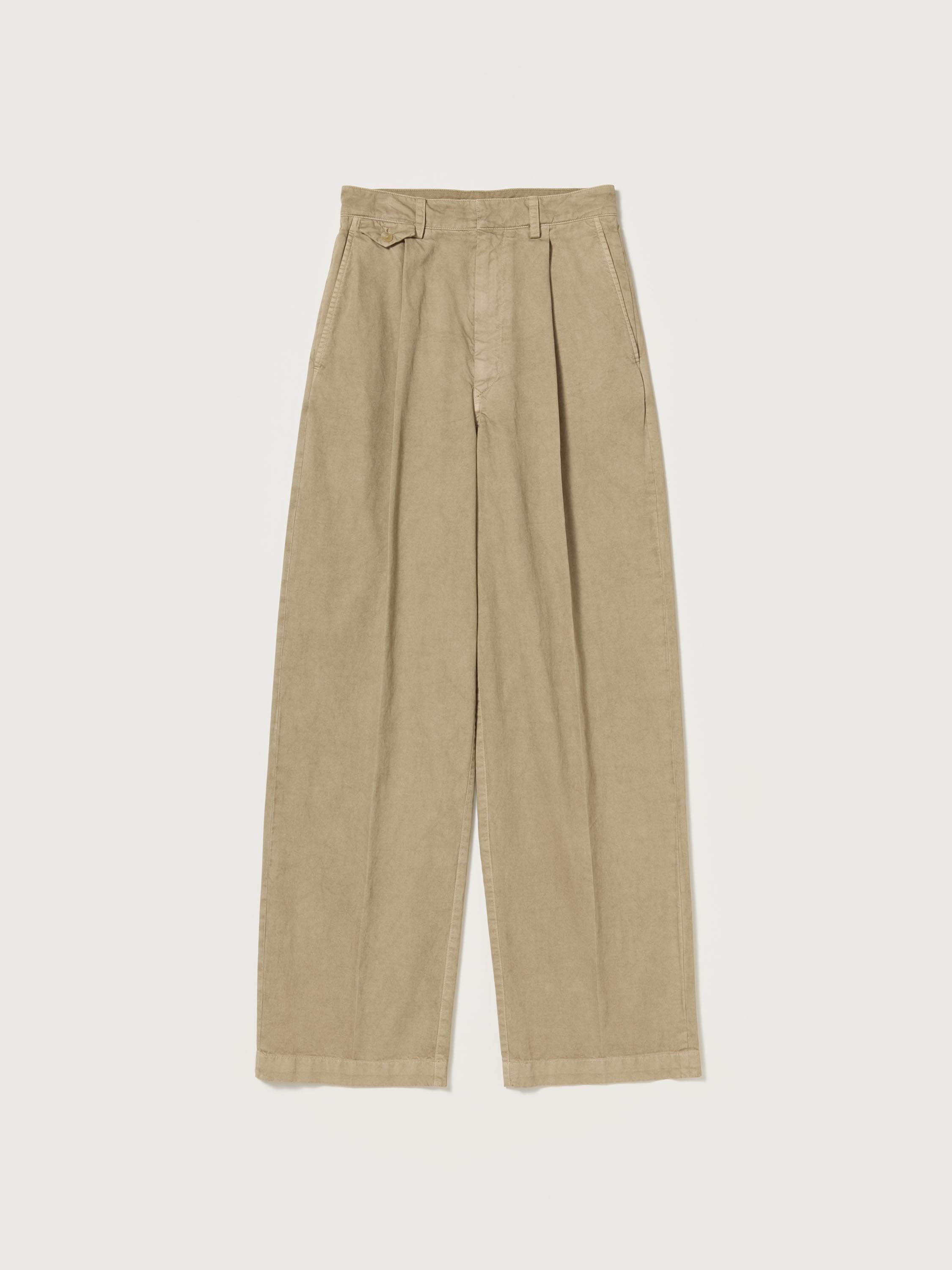 GARMENT-DYED FINX LIGHT CHINO ONE-TUCK WIDE PANTS 詳細画像 BEIGE 1