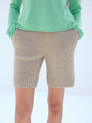 CASHMERE SILK MELANGE KNIT SHORTS