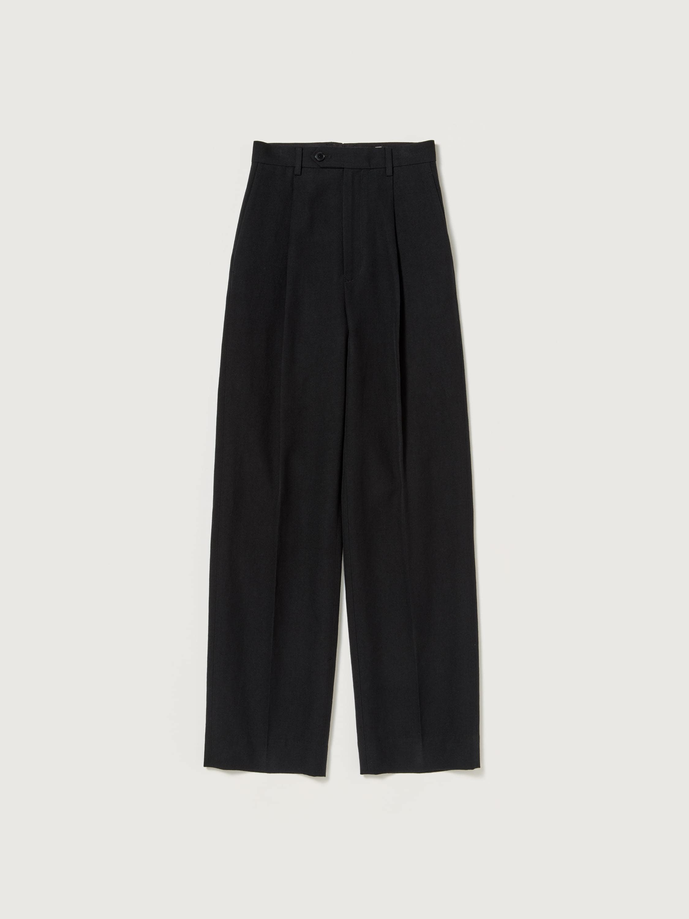 WOOL COTTON LINEN OX ONE-TUCK SLACKS 詳細画像 BLACK 6