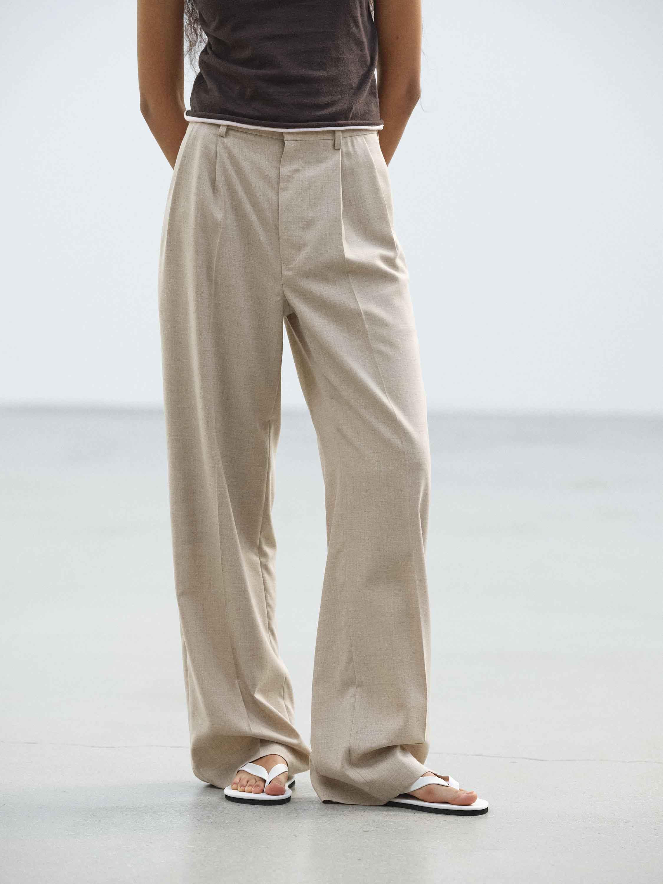 SUMMER TWIST CASHMERE PORA TWO-TUCK SLACKS 詳細画像 TOP BROWN BEIGE 2
