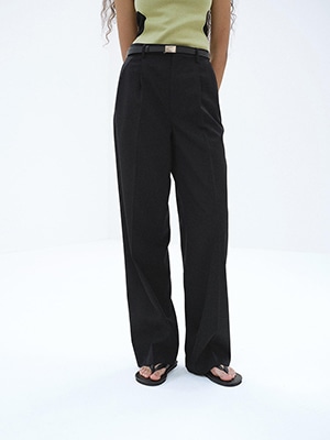 LIGHT WOOL MAX GABARDINE TWO-TUCK SLACKS