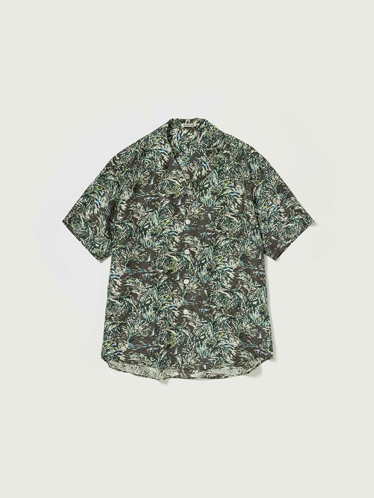 PRINTED AIRY SILK HALF-SLEEVED SHIRT