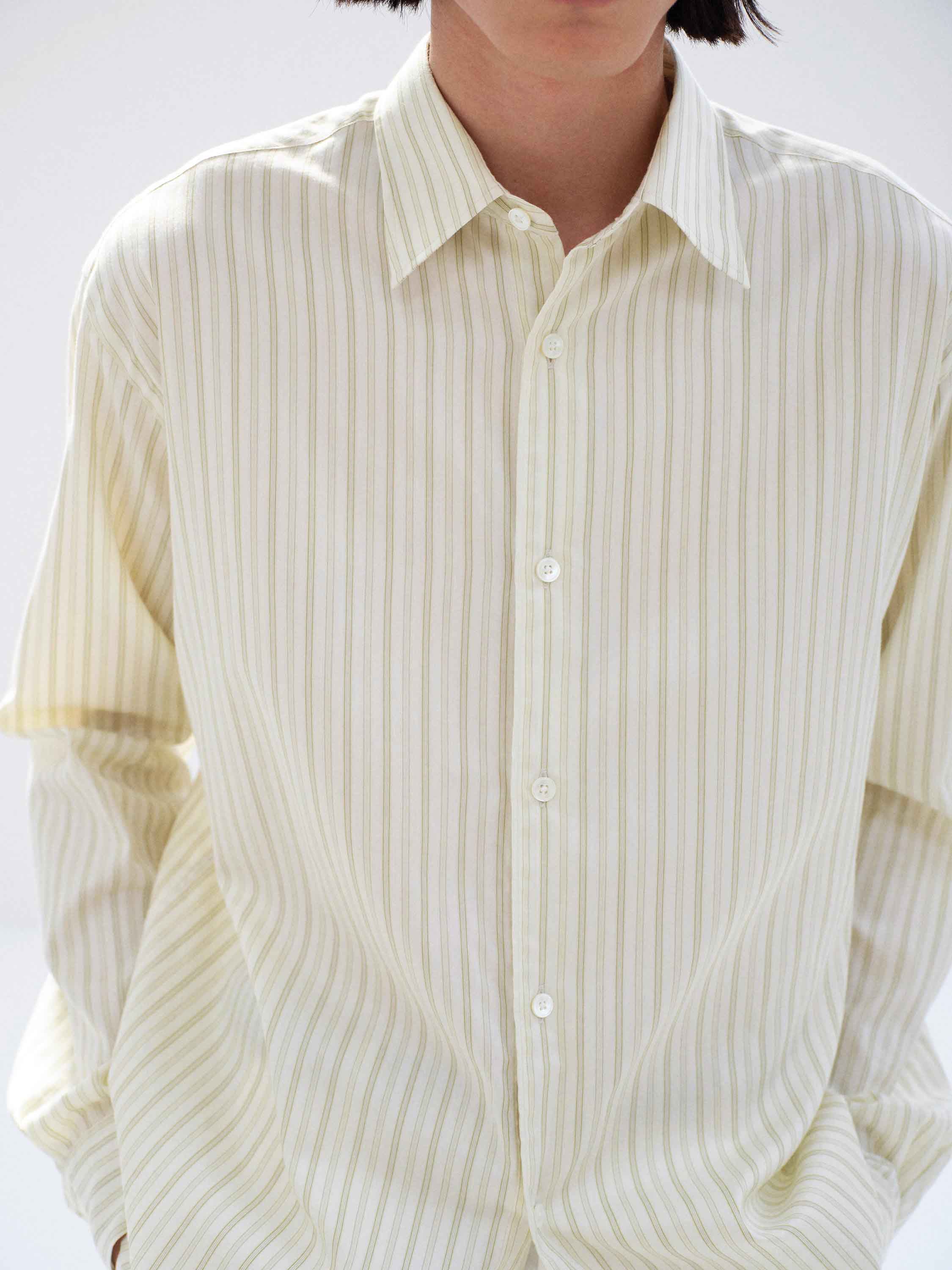COTTON SILK STRIPE SHIRT 詳細画像 IVORY STRIPE 1
