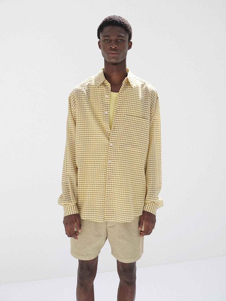 AIRY LIGHT COTTON CHECK BIG SHIRT