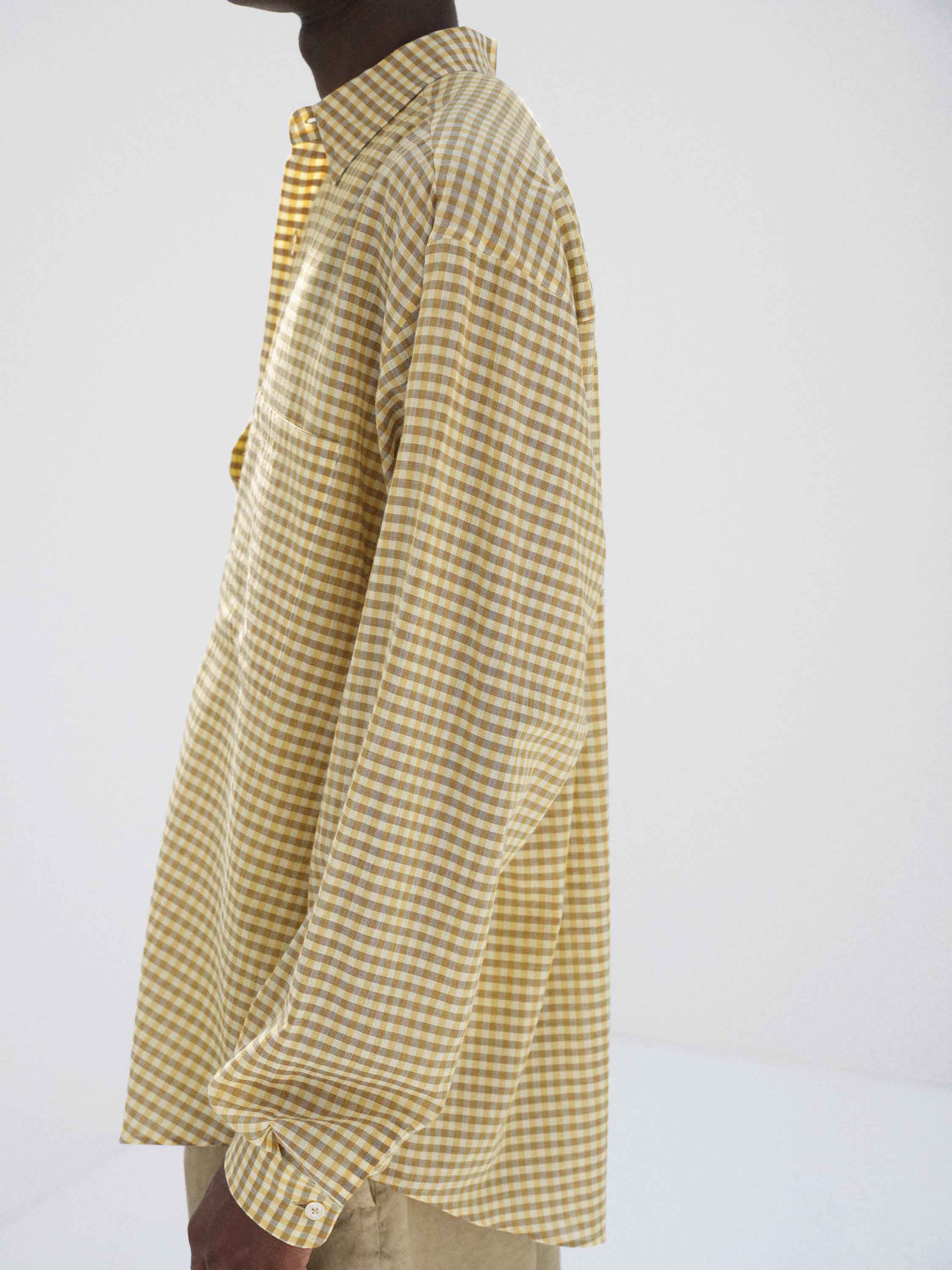 AIRY LIGHT COTTON CHECK BIG SHIRT 詳細画像 MUSTARD GINGHAM CHECK 3