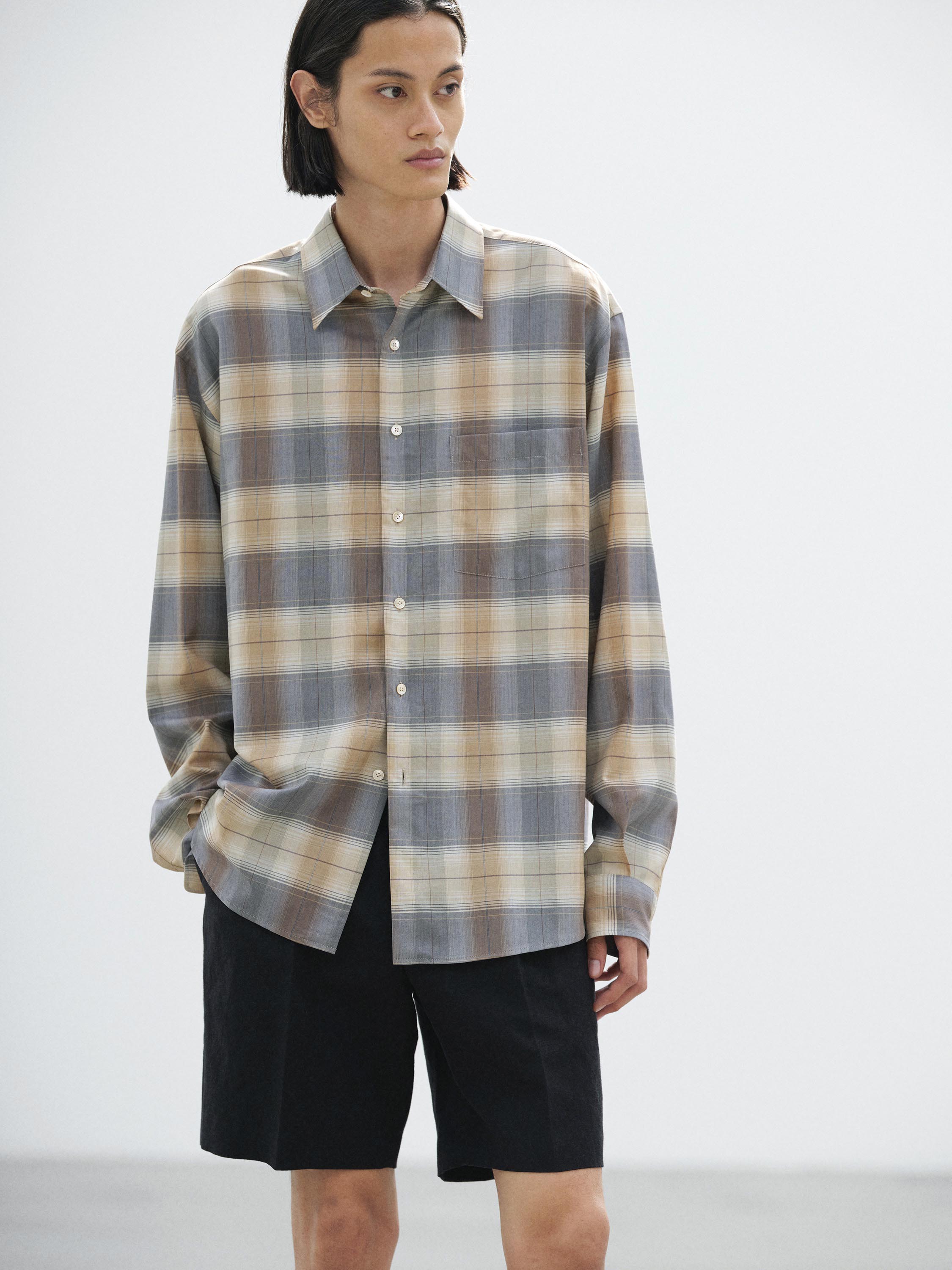 SUPER LIGHT WOOL CHECK SHIRT 詳細画像 LIGHT BROWN CHECK 2