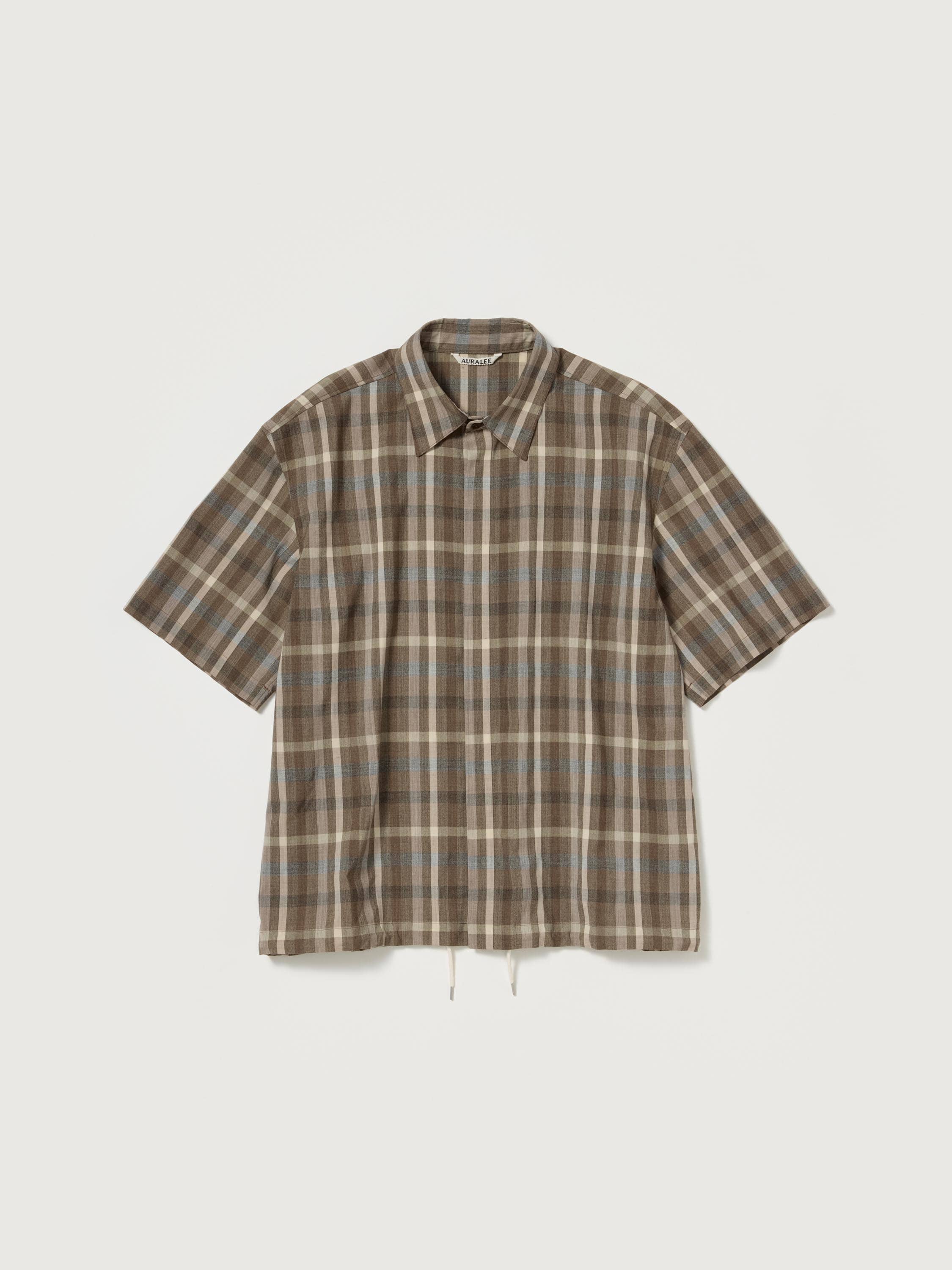 SUPER FINE TROPICAL WOOL CHECK HALF-SLEEVED SHIRT 詳細画像 TOP BROWN CHECK 5