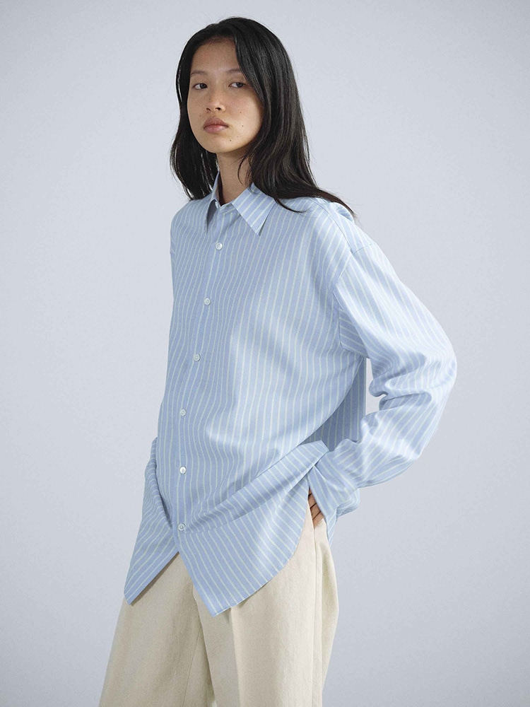 SUPER FINE WOOL STRIPE SHIRT