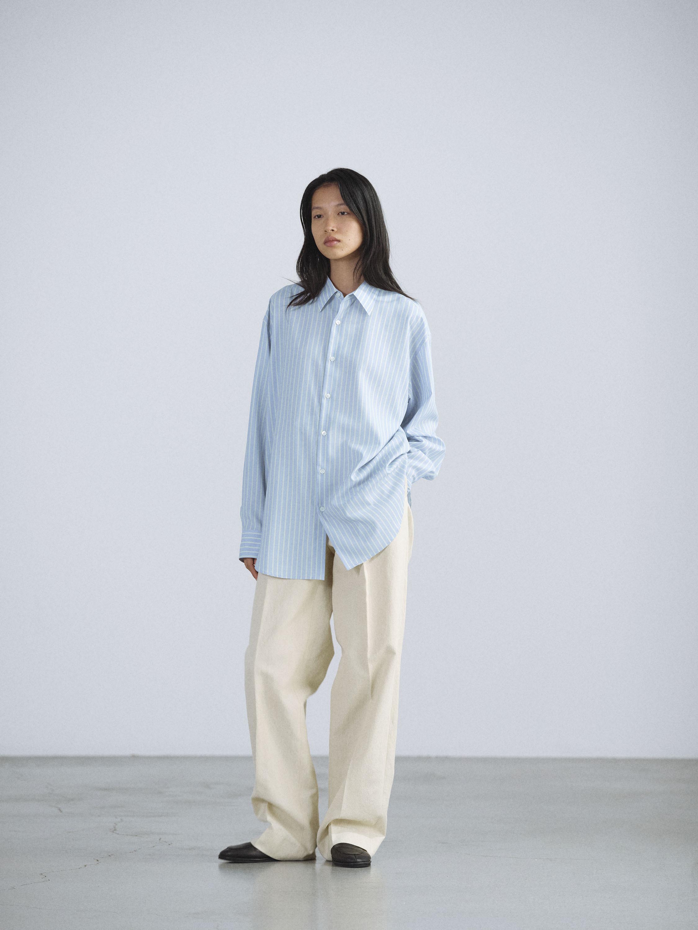 SUPER FINE WOOL STRIPE SHIRT 詳細画像 SAX BLUE LIME STRIPE 4