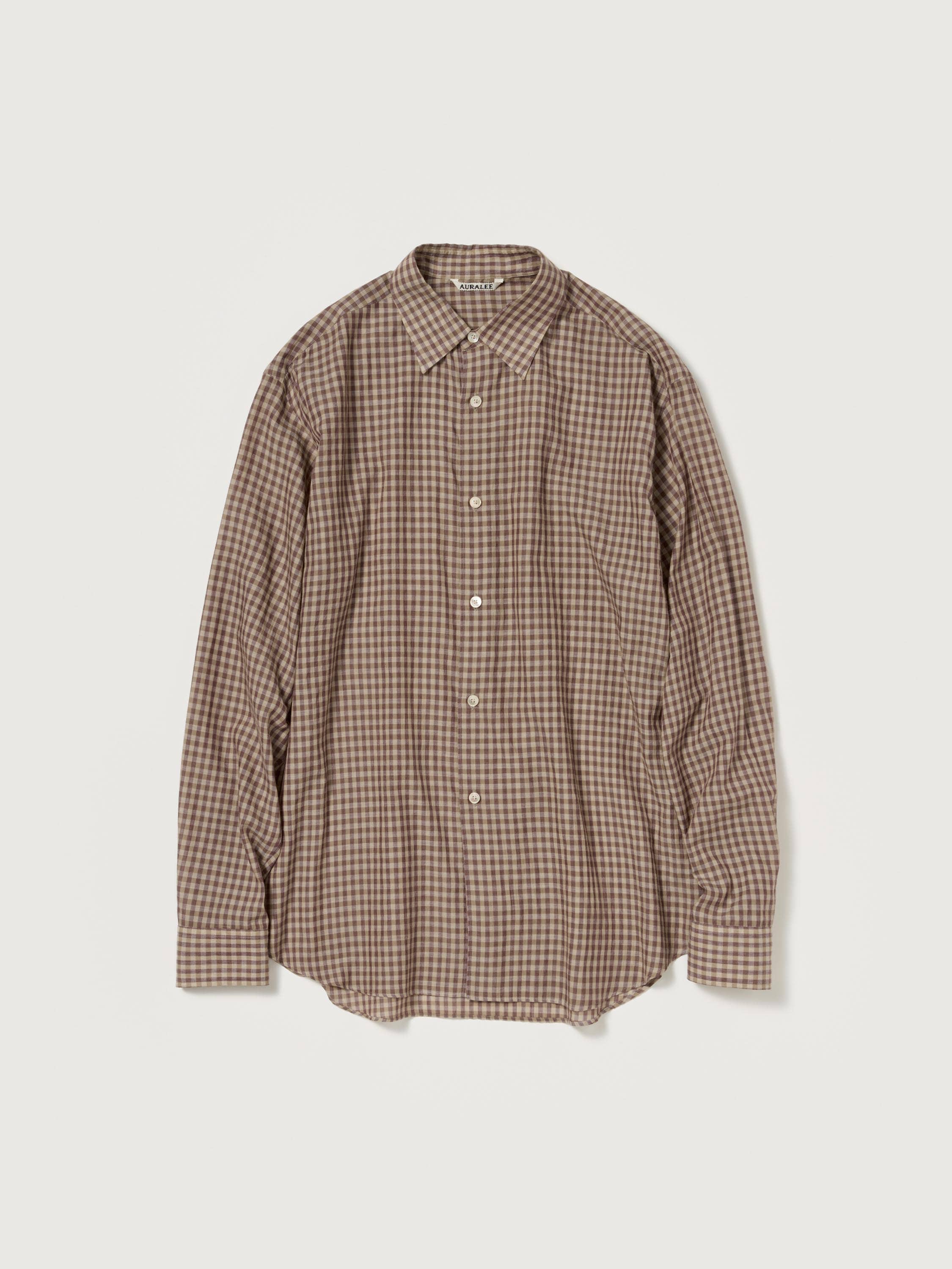 AIRY LIGHT COTTON CHECK SHIRT 詳細画像 BROWN GINGHAM CHECK 5