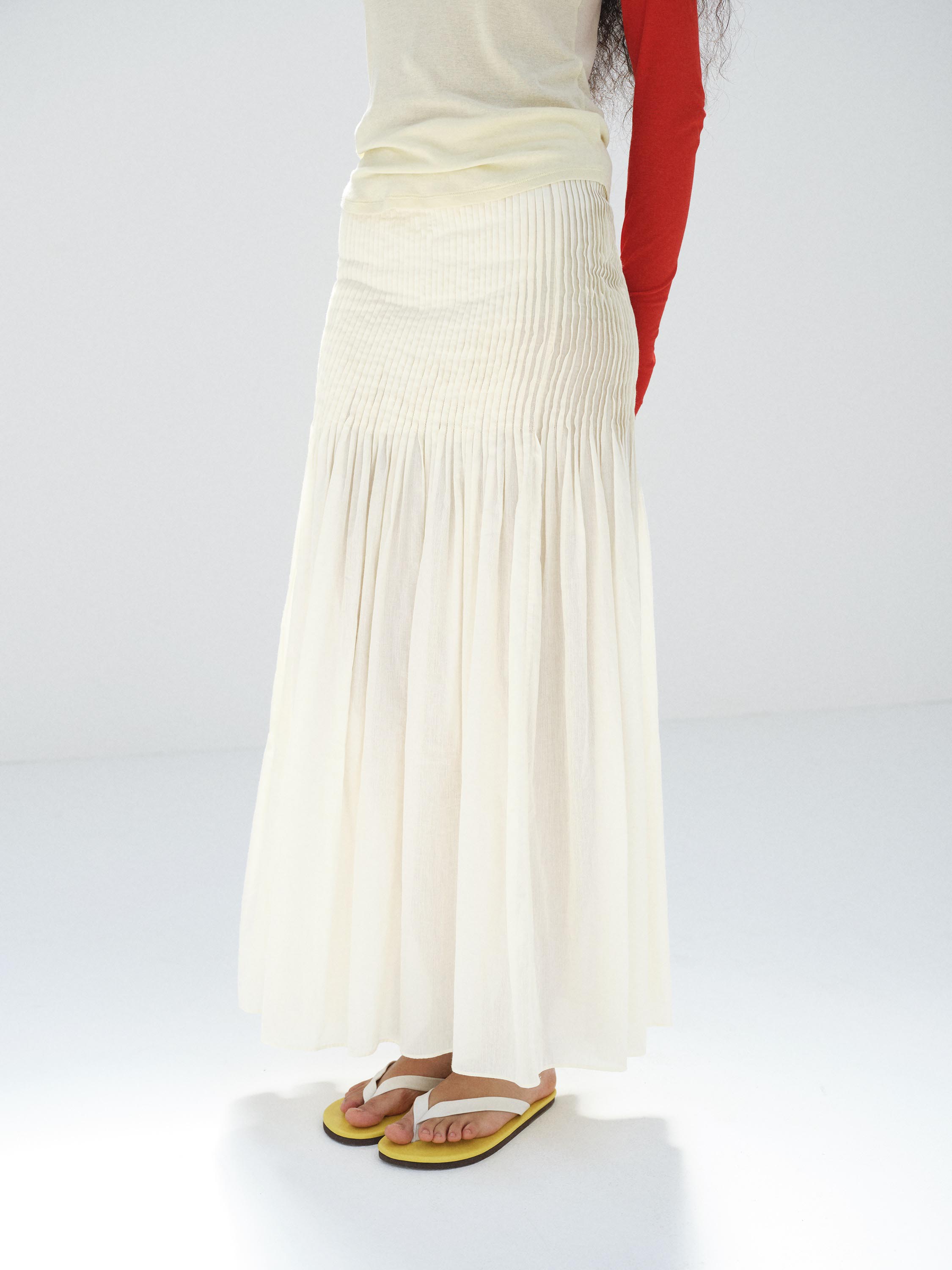 SUPER FINE COTTON LAWN PIN-TUCK SKIRT 詳細画像 IVORY WHITE 1