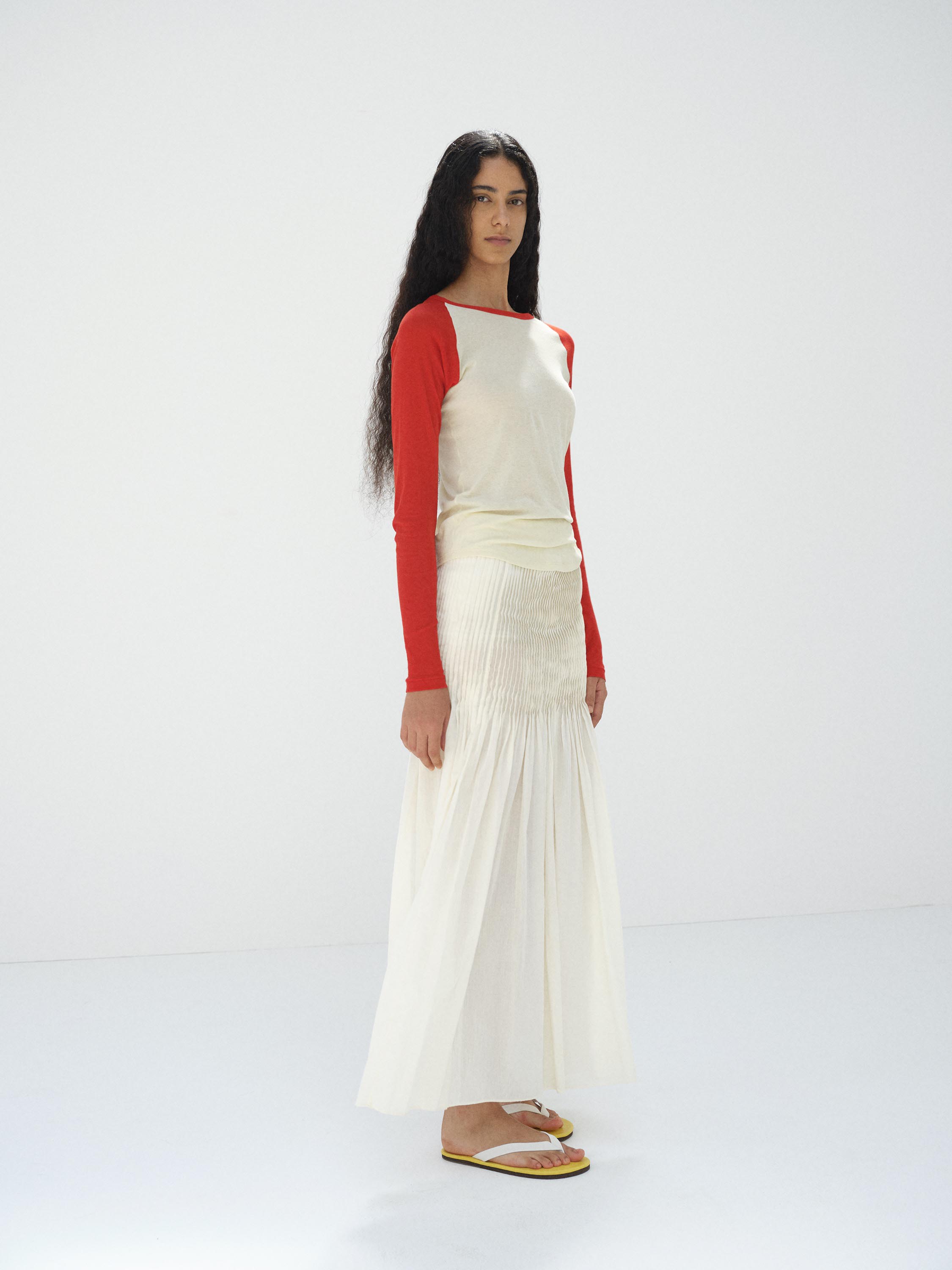 SUPER FINE COTTON LAWN PIN-TUCK SKIRT 詳細画像 IVORY WHITE 4