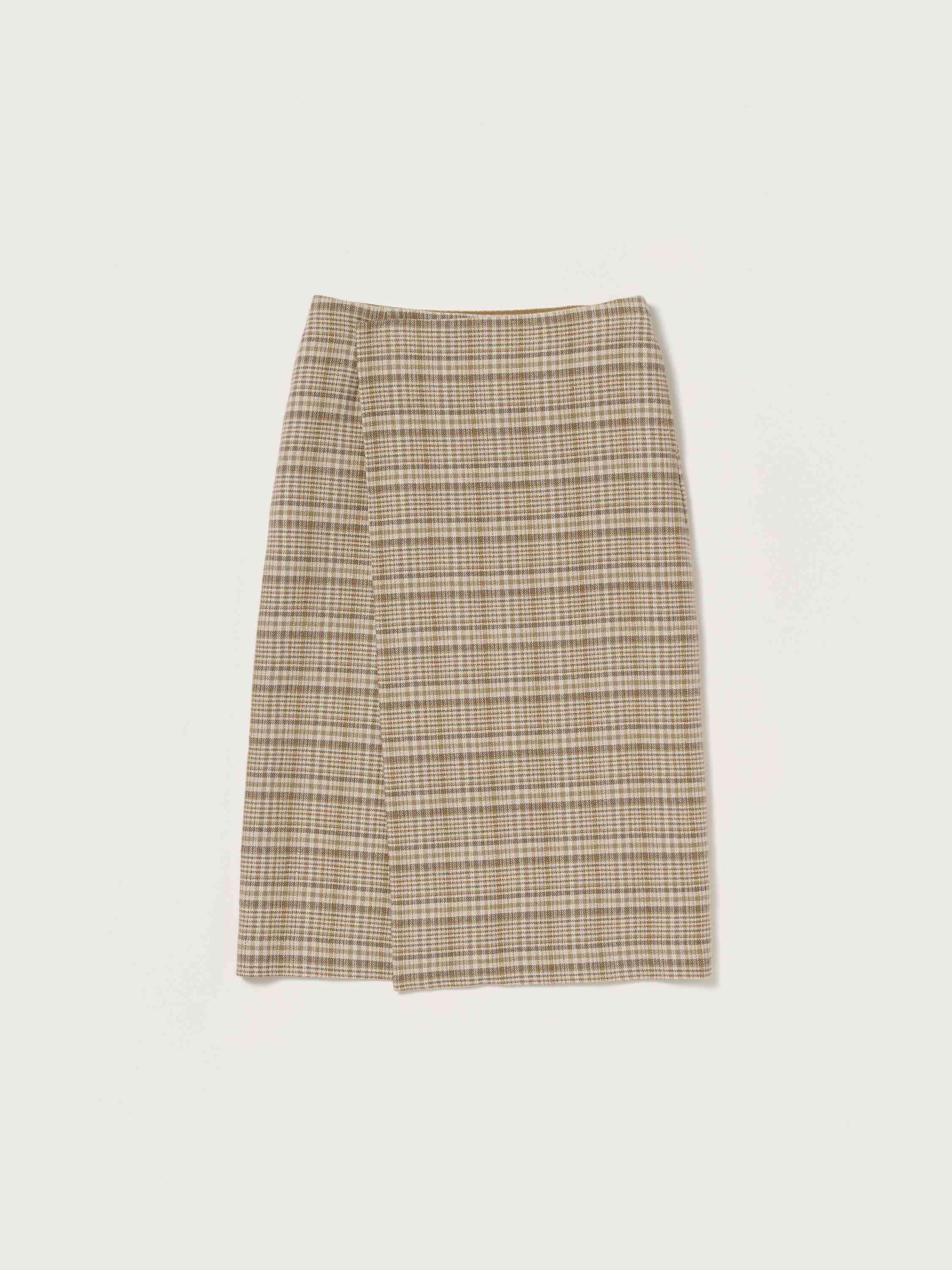 SILK LINEN NEP CHECK WRAP SKIRT 詳細画像 IVORY BEIGE CHECK 1