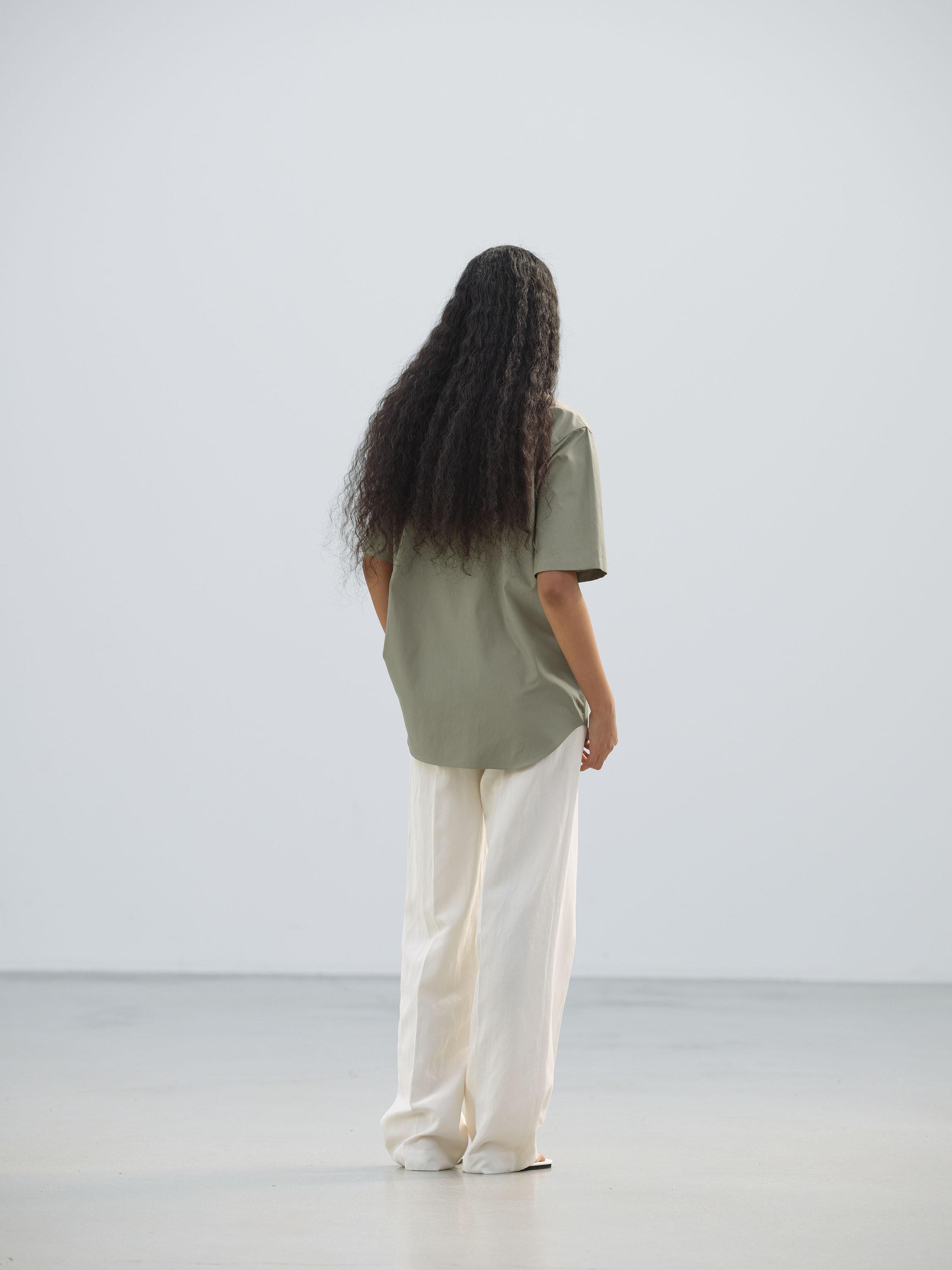 WASHED FINX TWILL HALF SLEEVED SHIRT 詳細画像 OLIVE 4