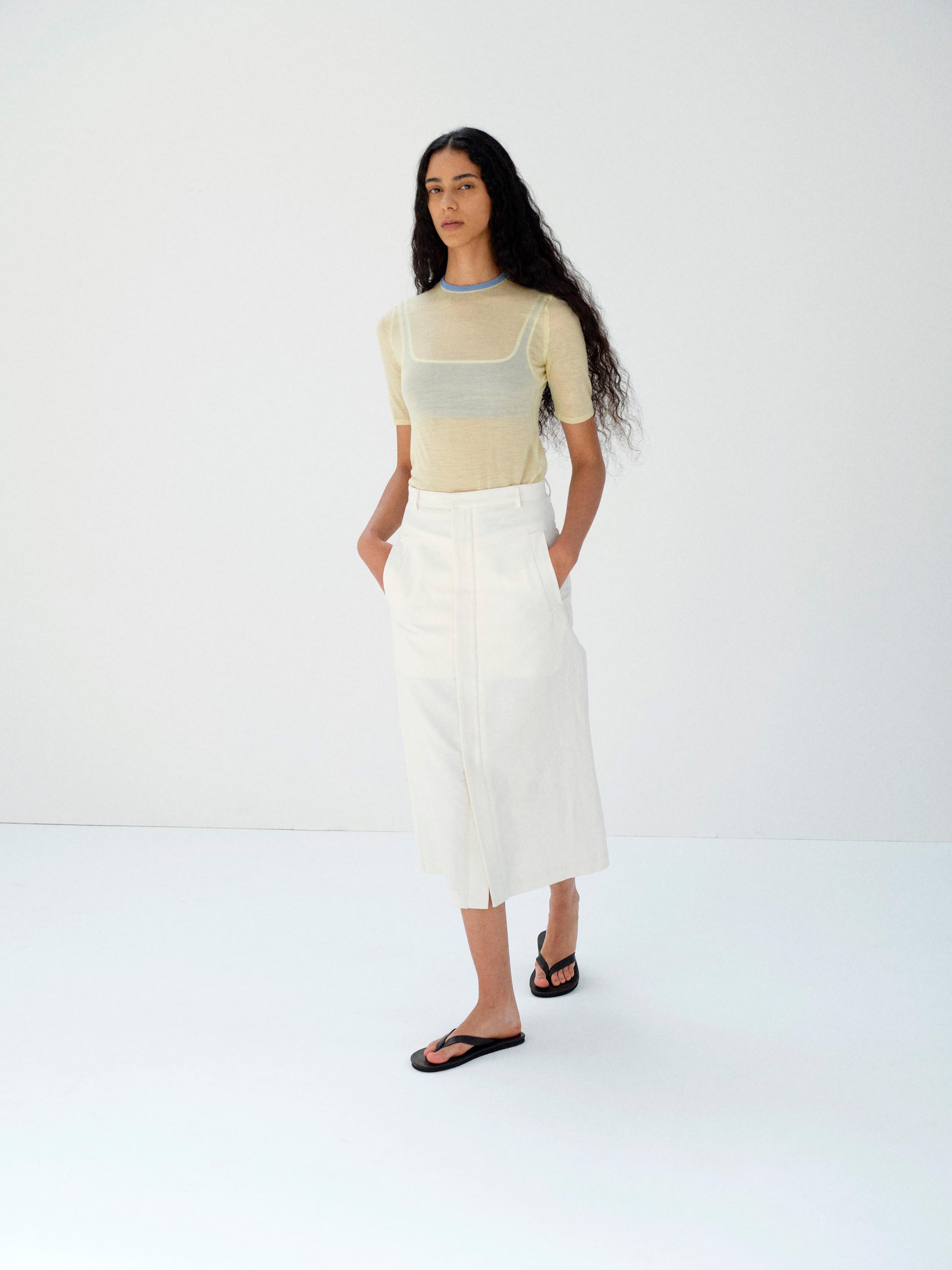 HARD TWIST HIGH GAUGE WOOL SILK KNIT TEE