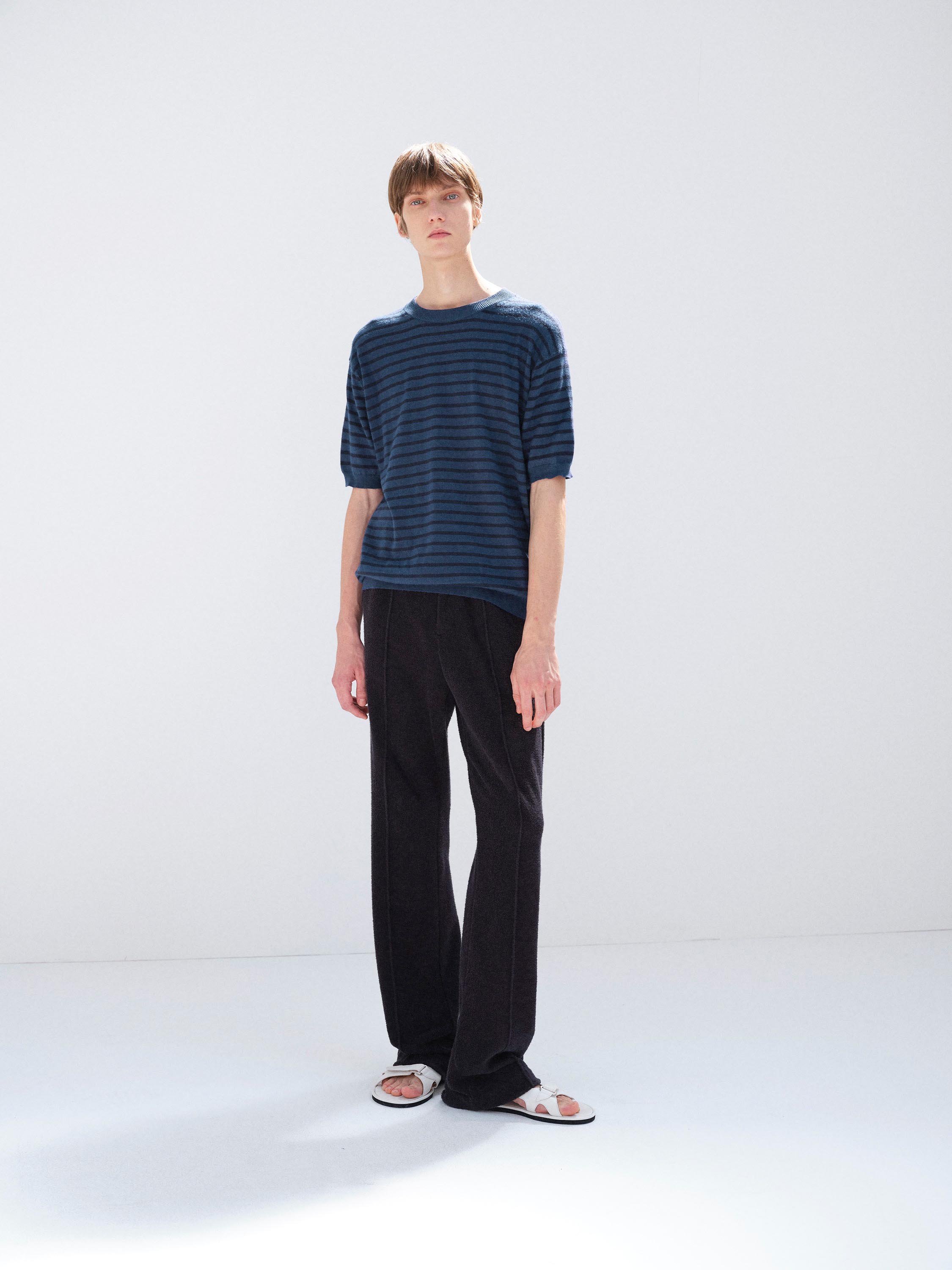 HIGH GAUGE COTTON KNIT TEE 詳細画像 BLUE NAVY STRIPE 2