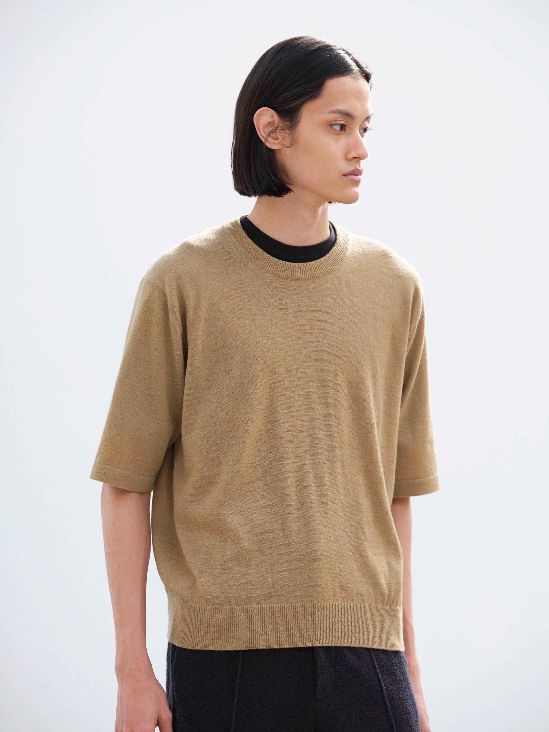 CASHMERE HARD TWIST KNIT TEE 詳細画像 CAMEL BROWN 1