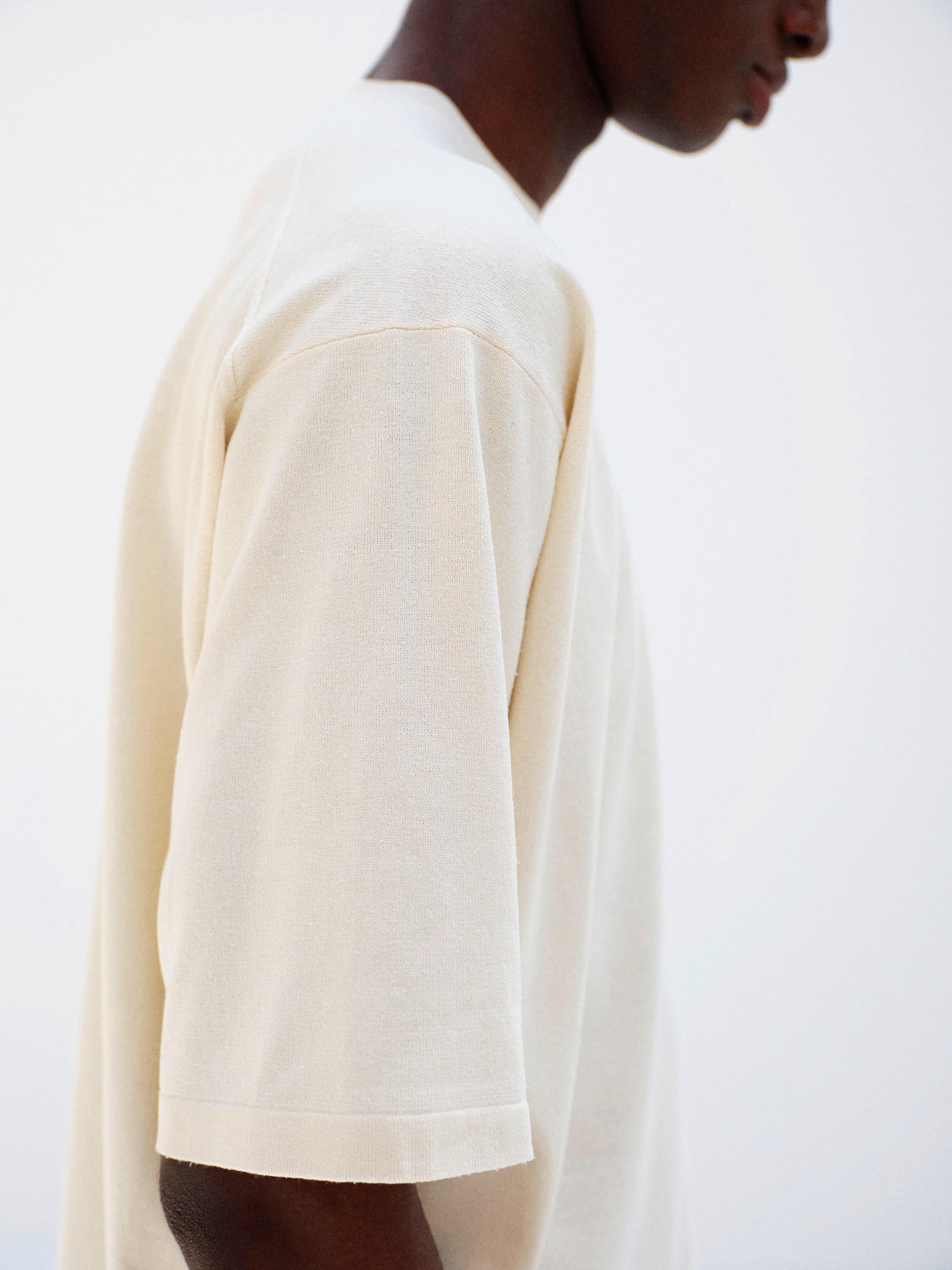 HIGH GAUGE TUSSAH SILK KNIT TEE 詳細画像 IVORY 2