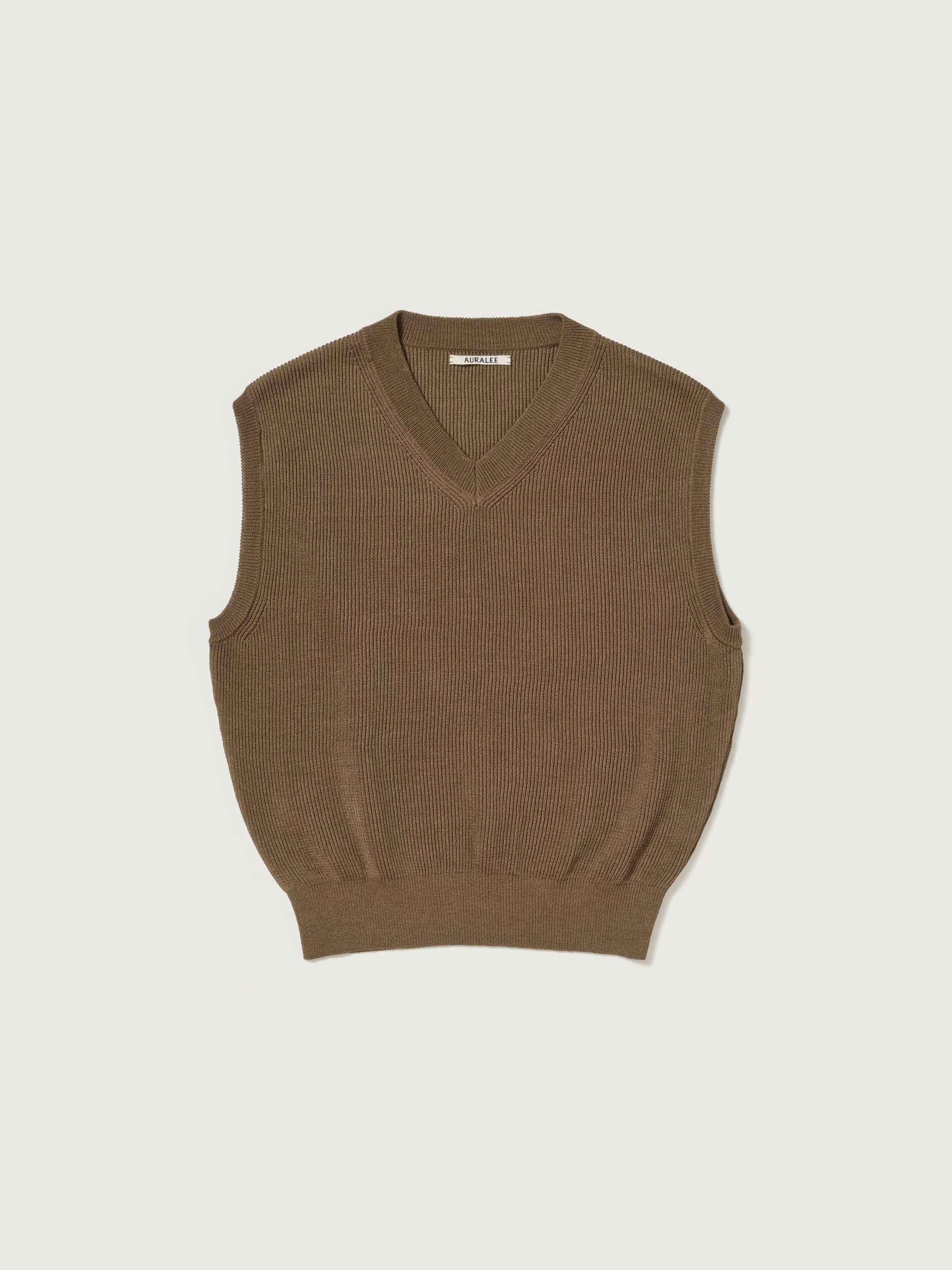 FLAT YARN RIB KNIT VEST 詳細画像 LIGHT BROWN 1
