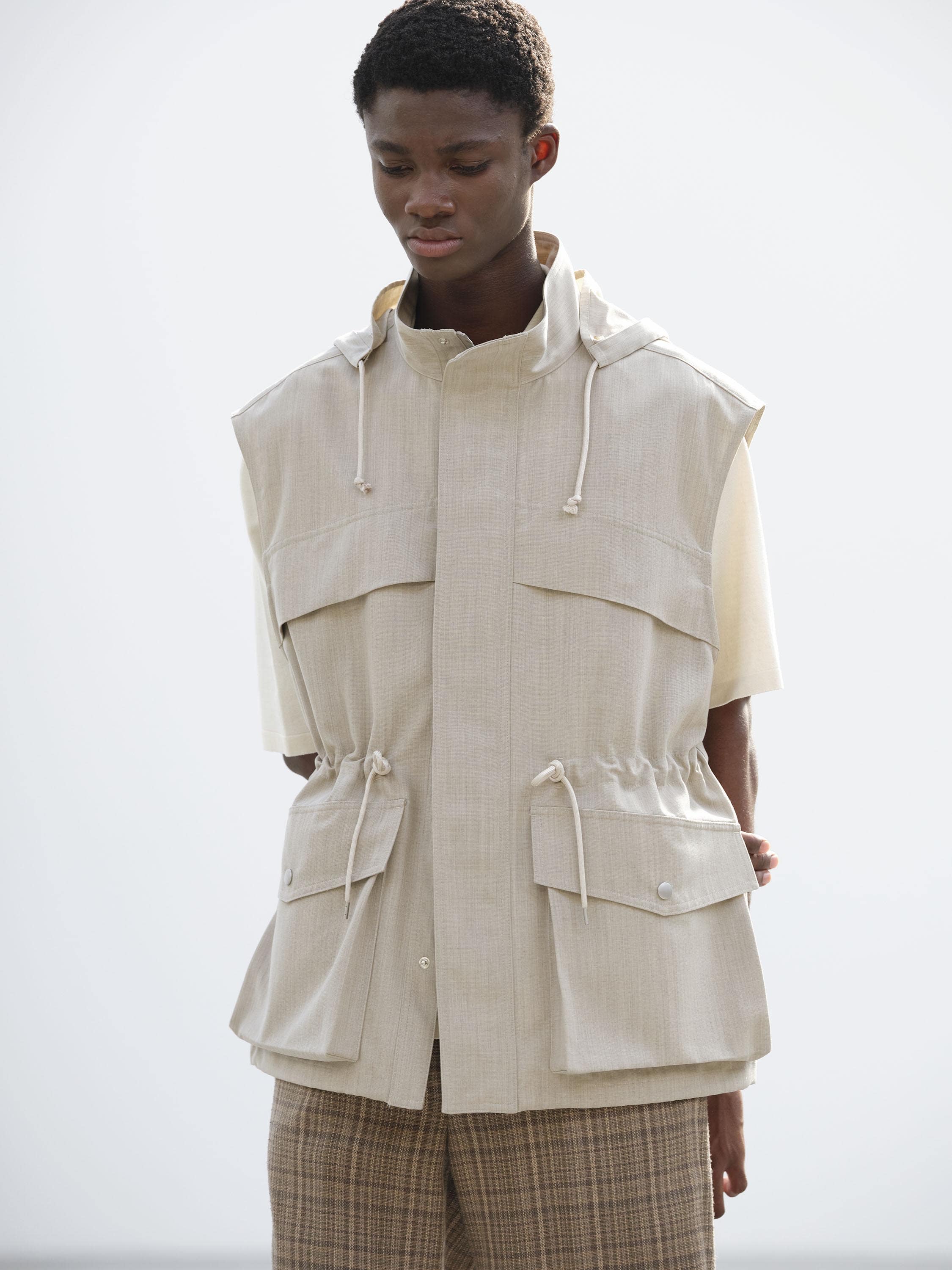 WOOL MAX CANVAS OVER VEST 詳細画像 TOP GRAY BEIGE 1