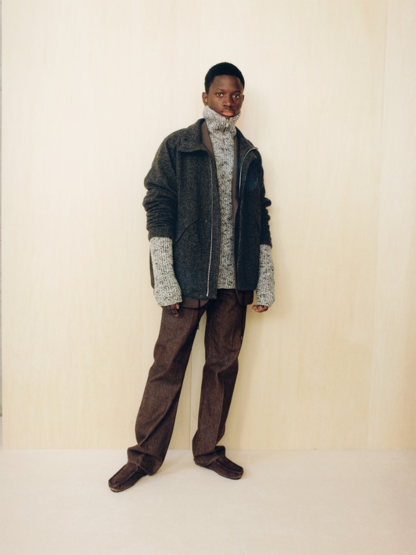 Mamadou wears Hard Twist Denim 5p Pants in Brown